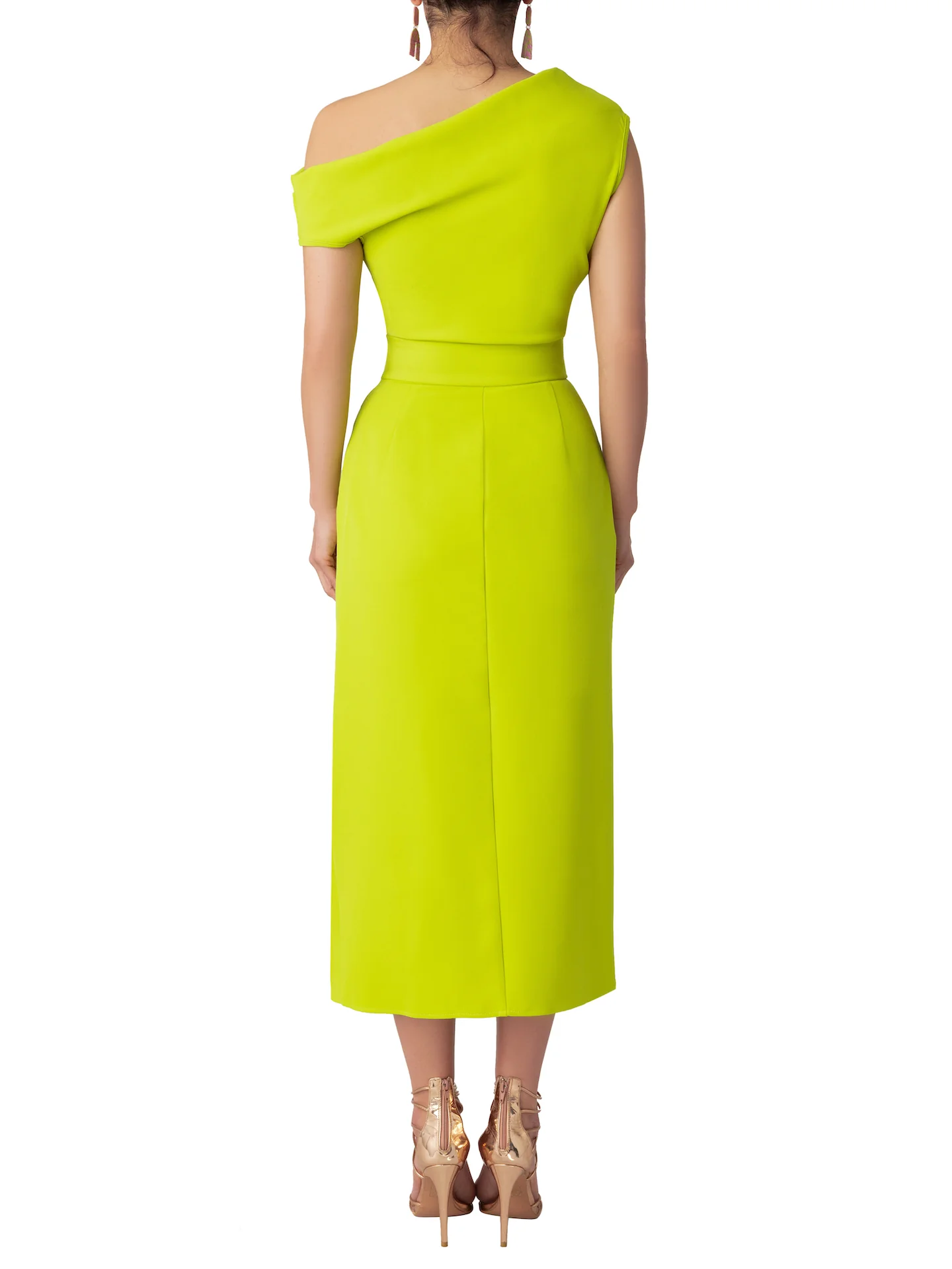 "Citrus" Lime Off-Shoulder Dress - Image 7