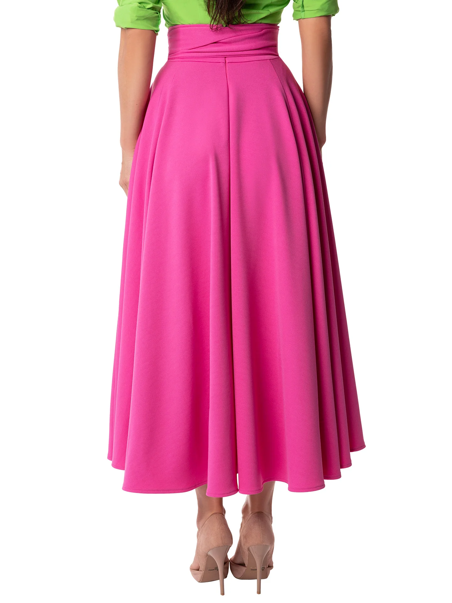 "Clara" Magenta Belted Swing Skirt - Image 7
