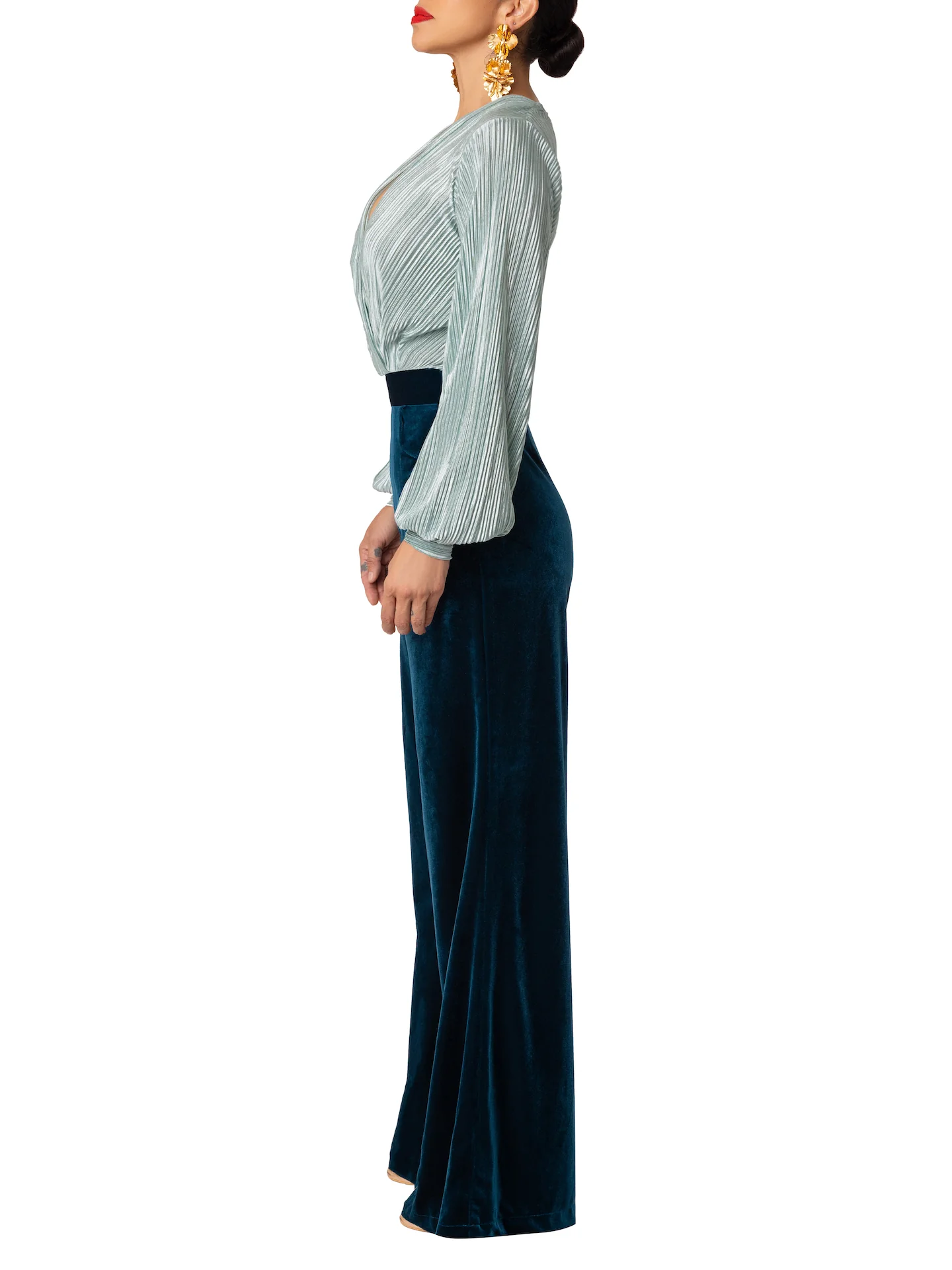 “Claudette” Petrol Contrast Jumpsuit - Image 6