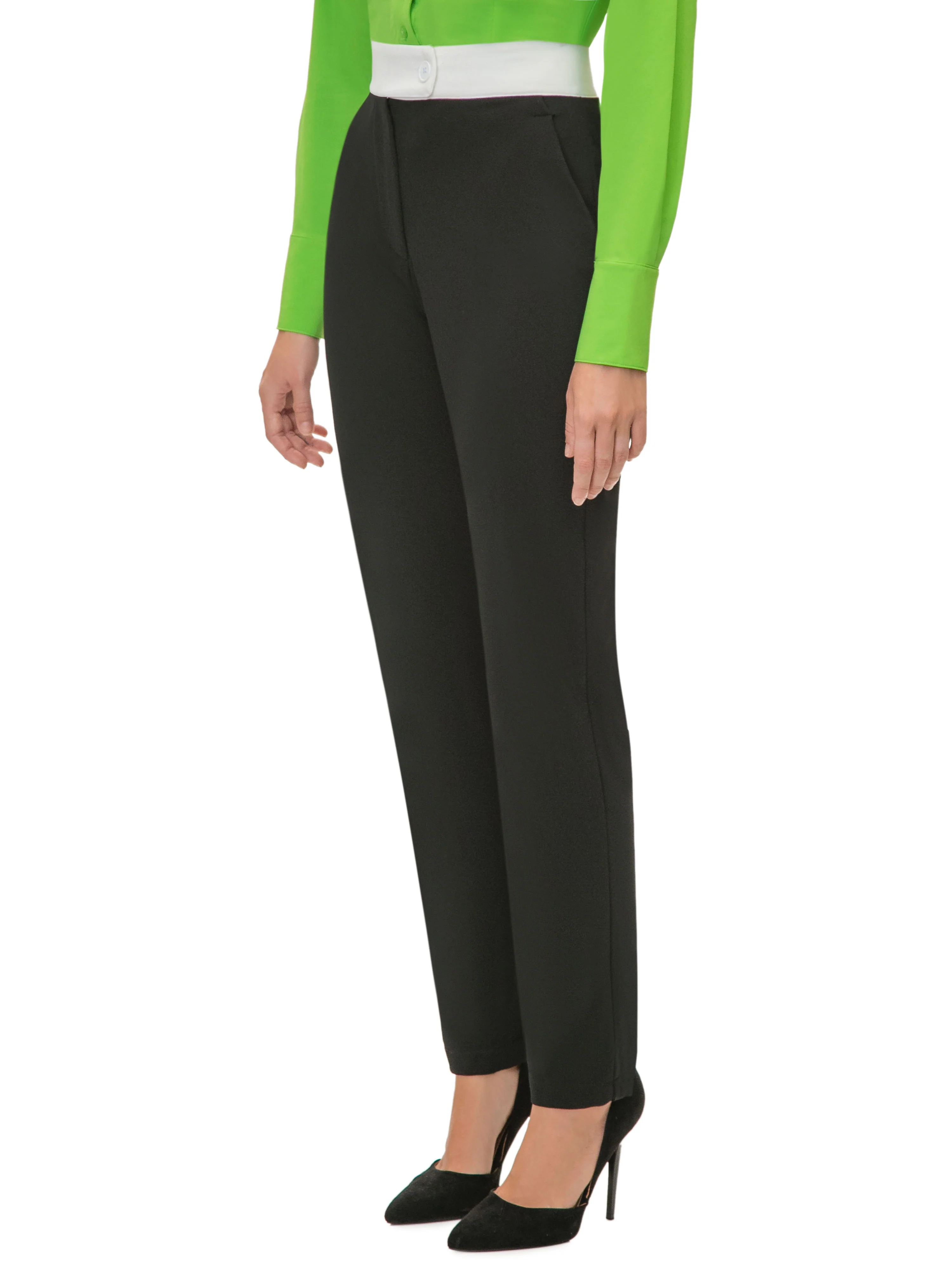 "Claudia" Black/White Contrast Waist Pants - Image 4