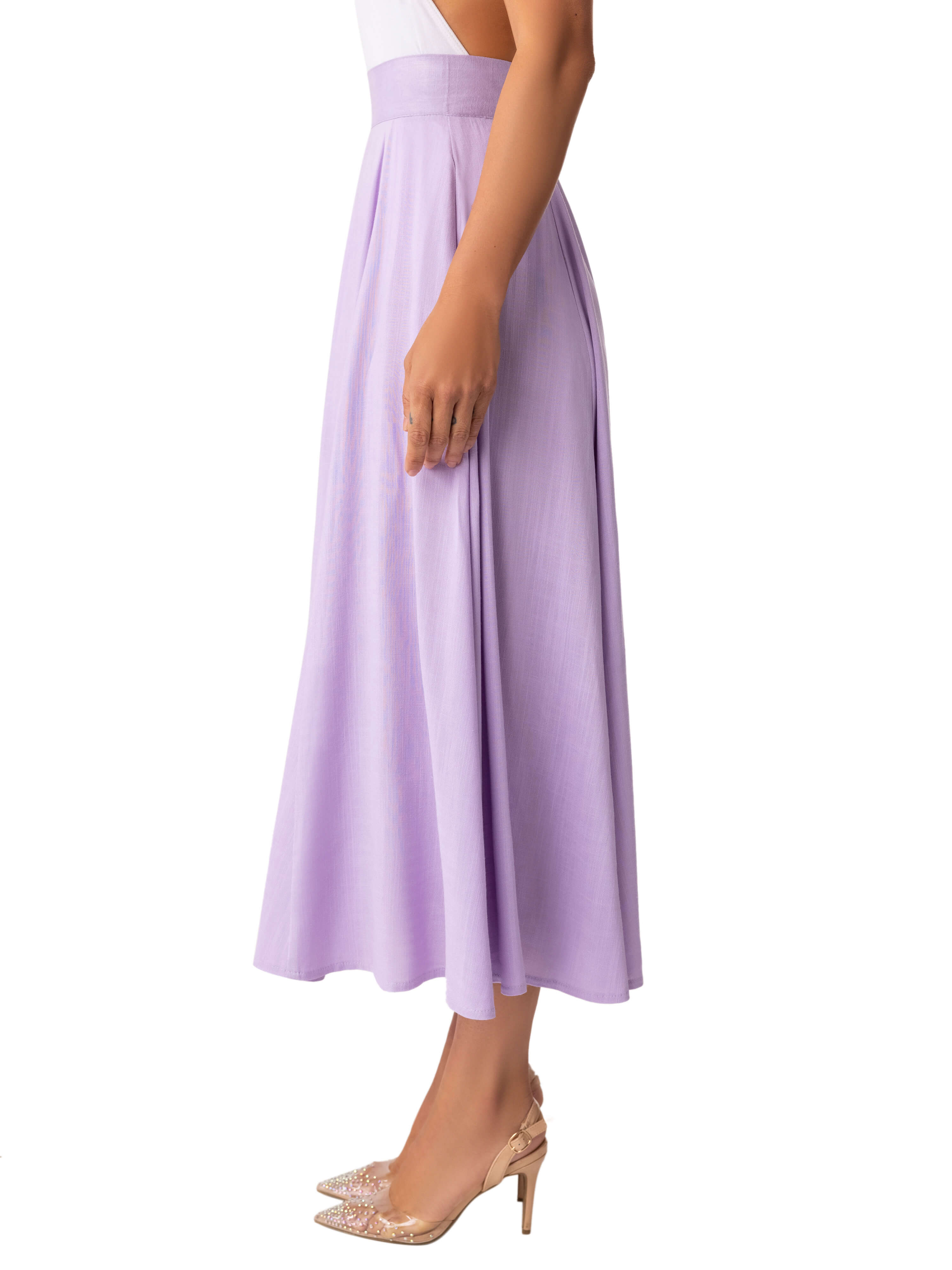 "Clematis" Lilac Midi Swing Skirt - Image 5