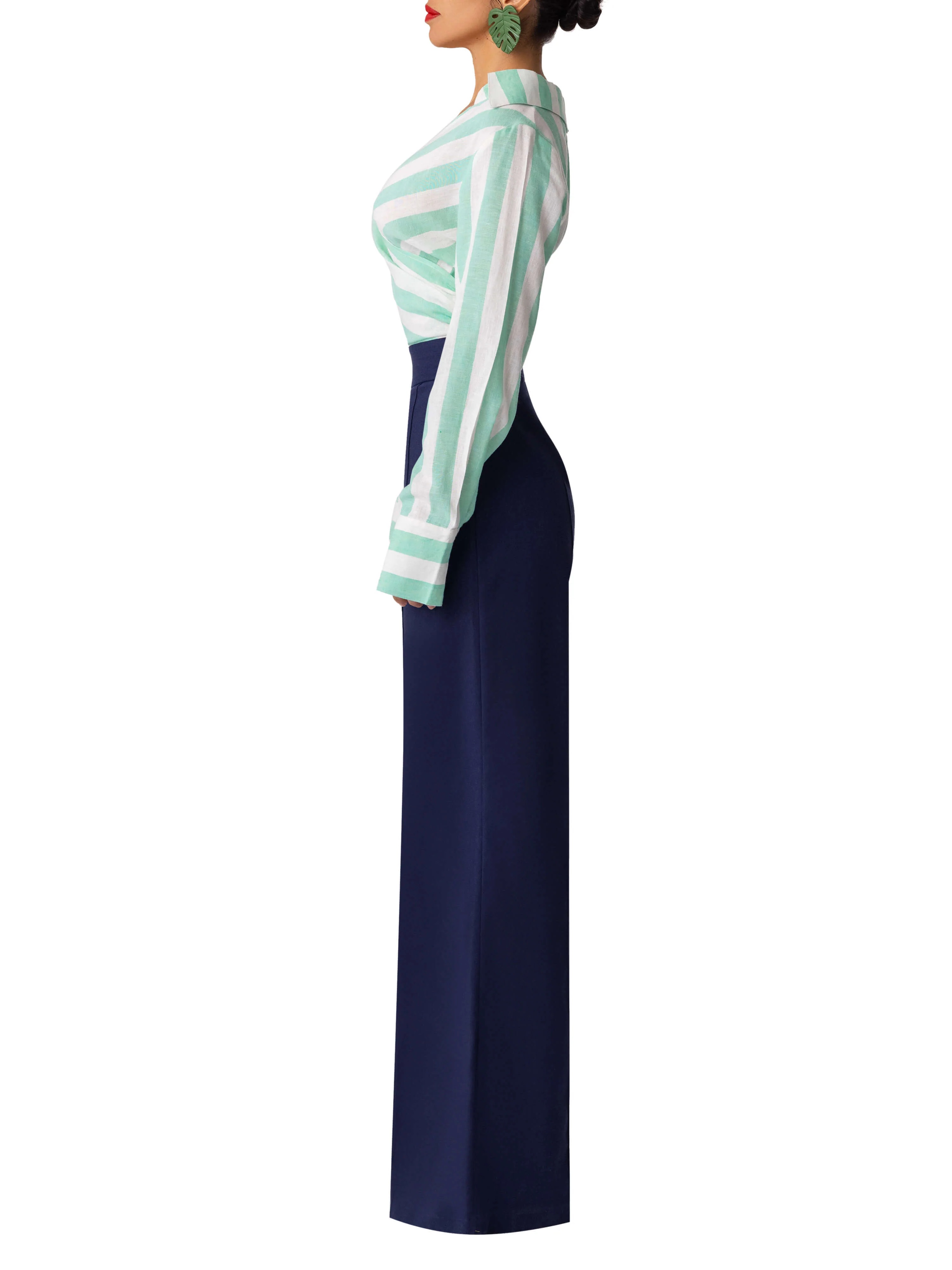 "Clove" Stripe/Navy Colorblock Jumpsuit - Image 5