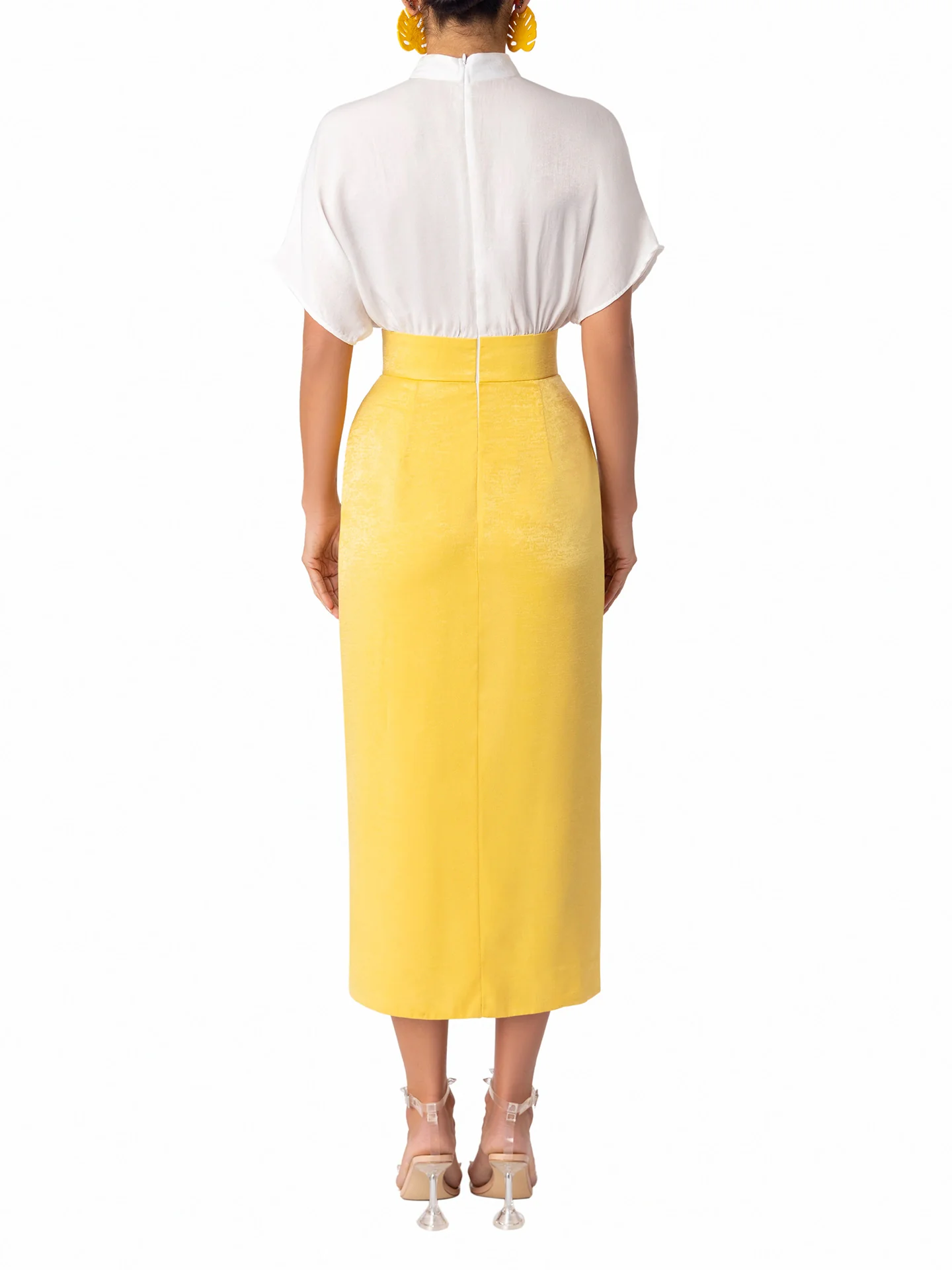 "Yara” Yellow/Ivory Pencil Dress - Image 6