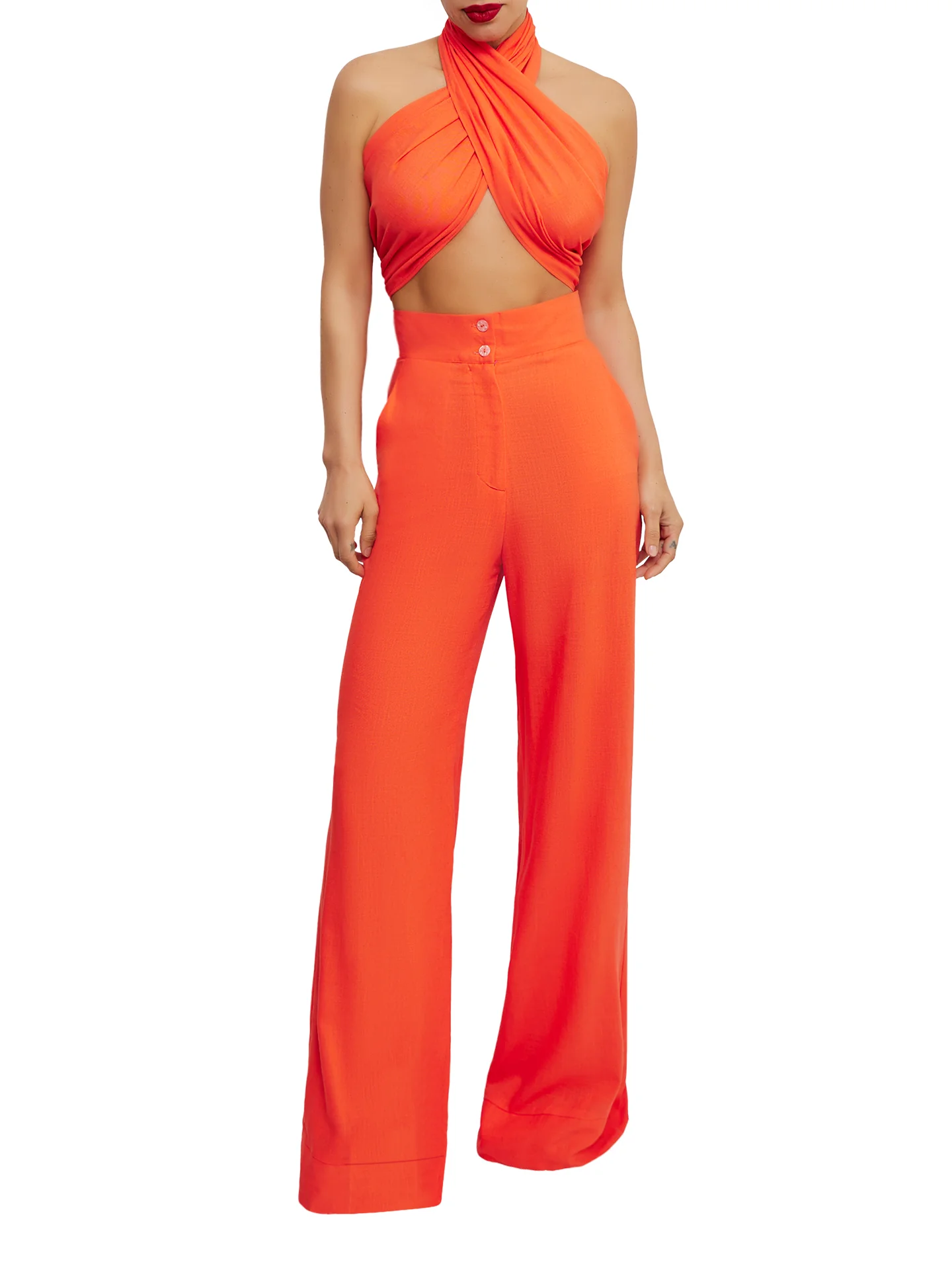 “Cordella” Orange High Waist Wide Leg - Image 3