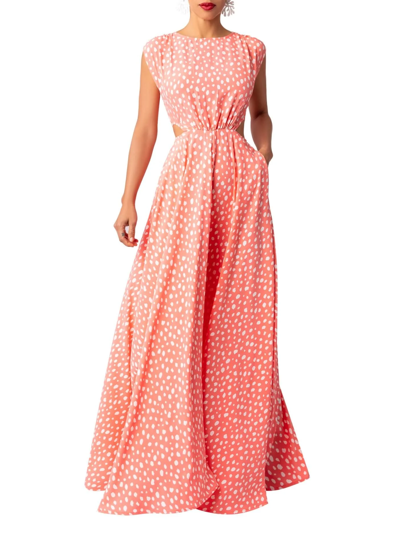 “Cove” Orange Cut-out Maxi Dress - Image 3