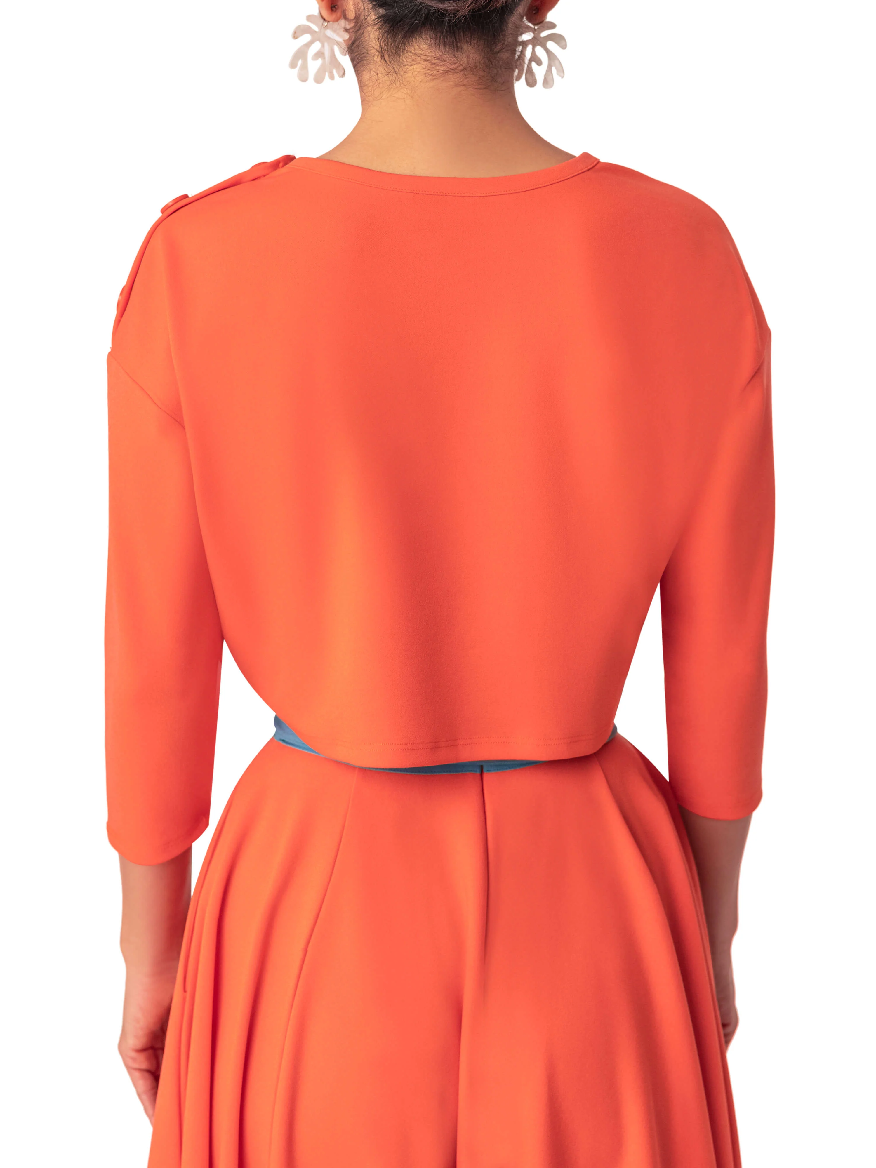 "Cristina" Orange Button Crop Top - Image 6