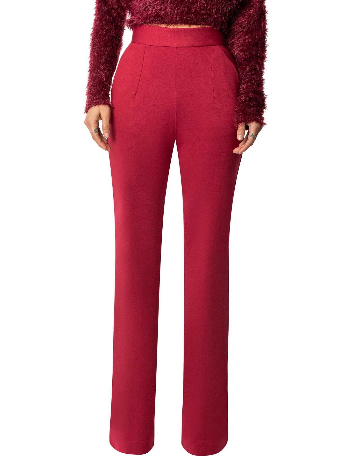 "Cybil" Burgundy High Waist Pants - Image 3