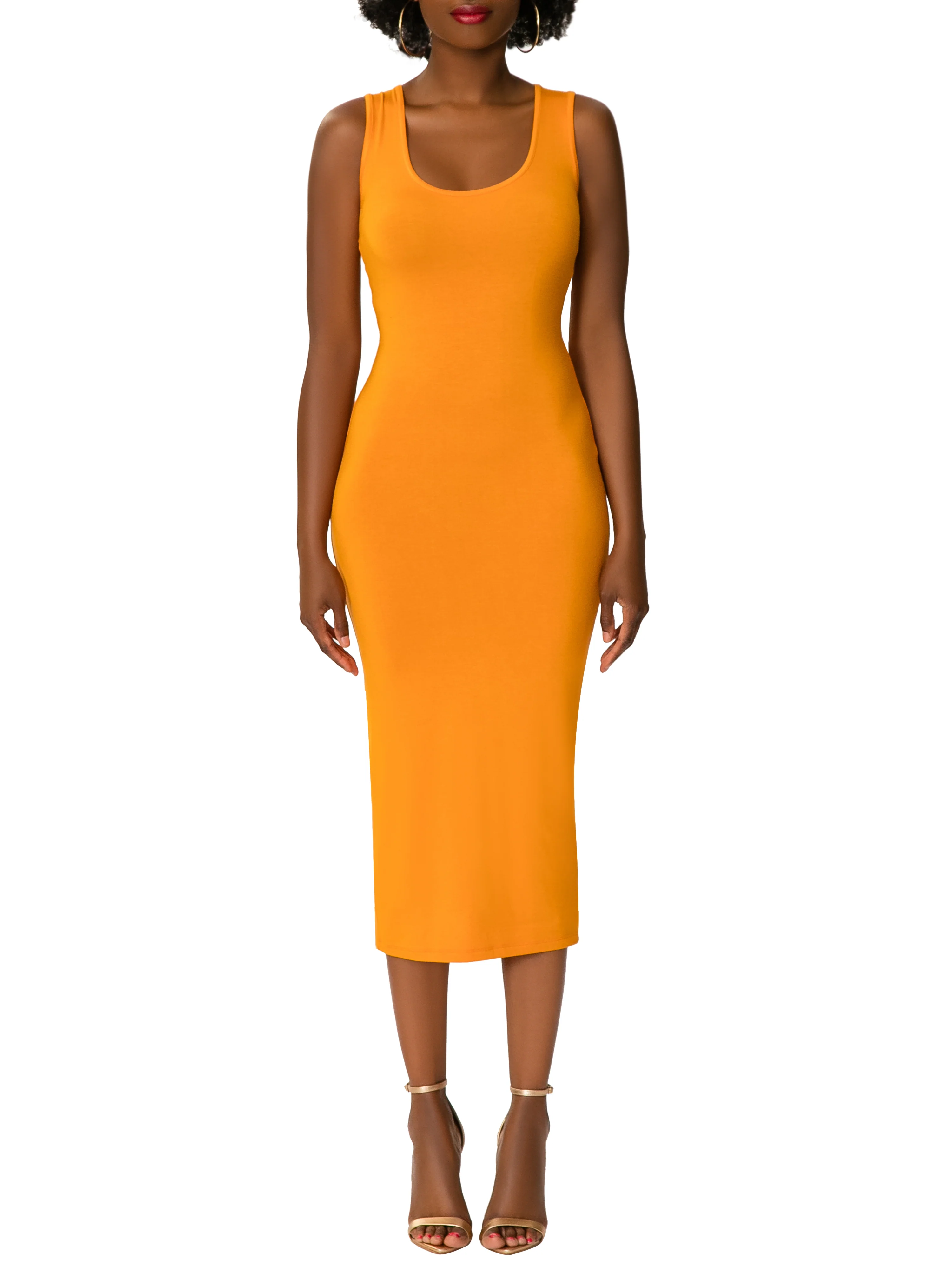 "Daisy" Cheddar Jersey Tank Dress - Image 3