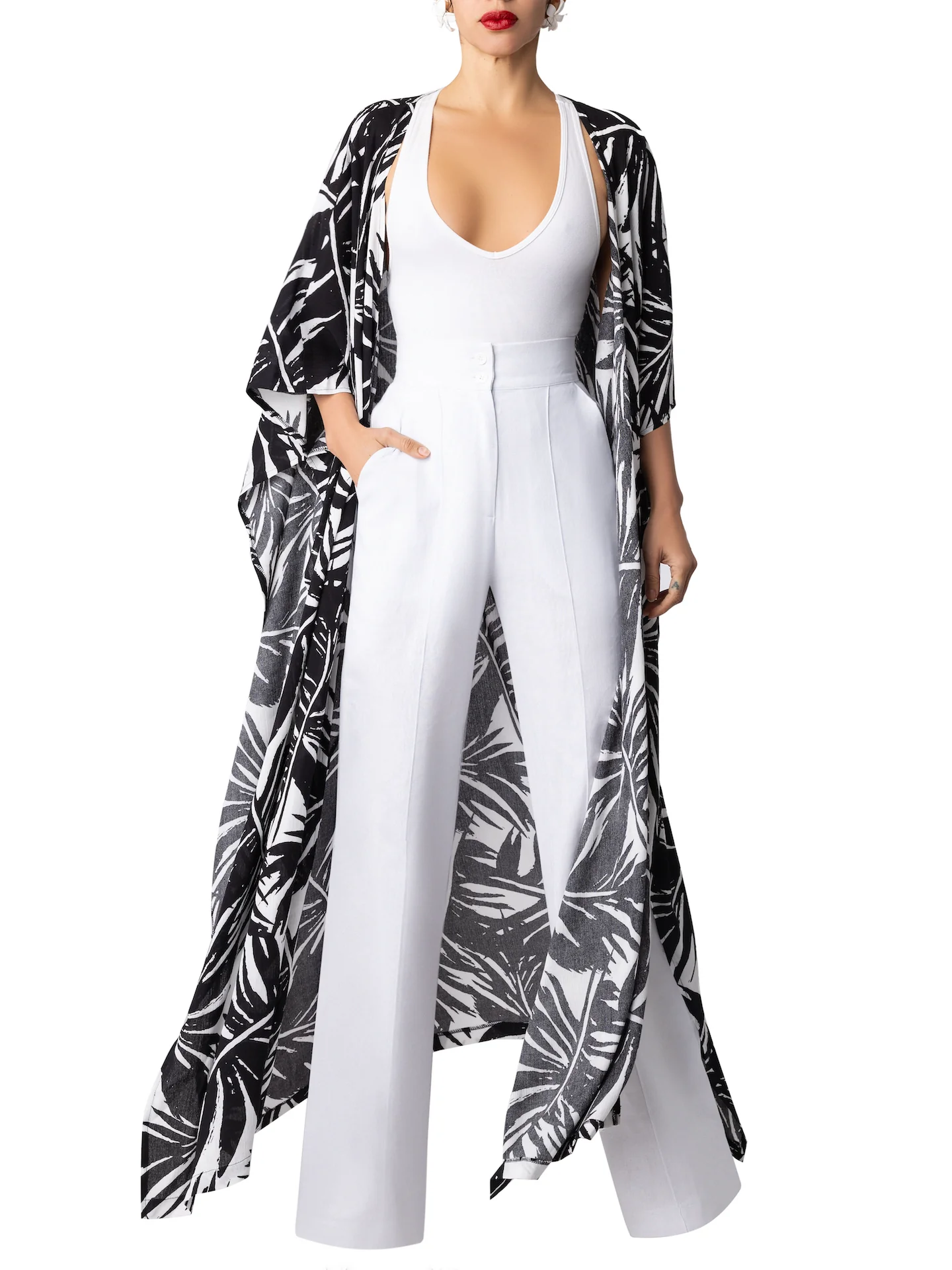 "Dara” Black Dolman Sleeve Duster - Image 3