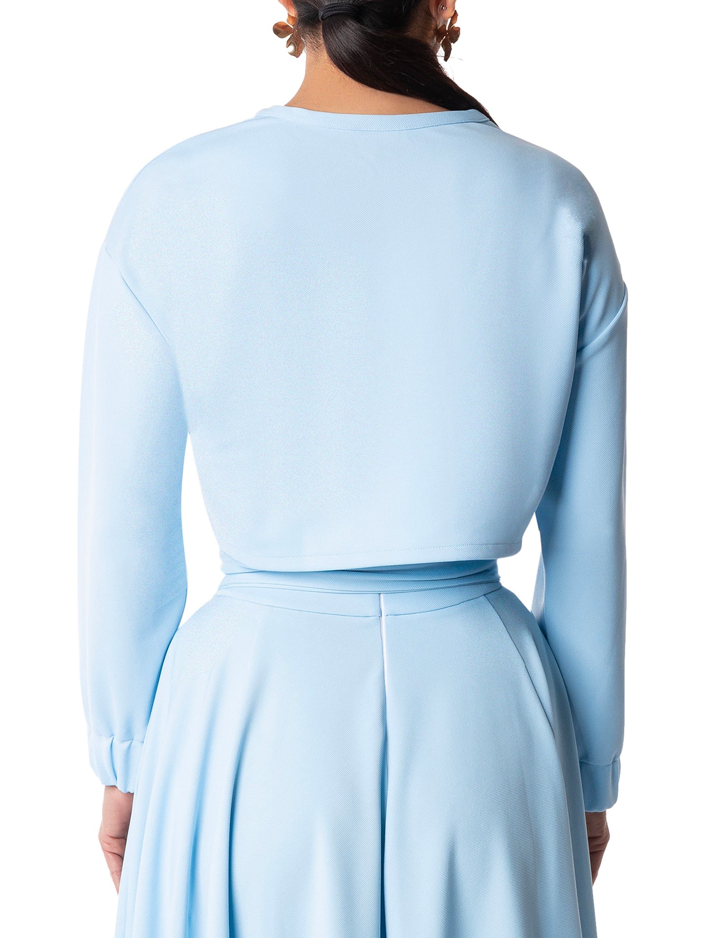 "Darcy" Light Blue Long Sleeve Crop Top - Image 6