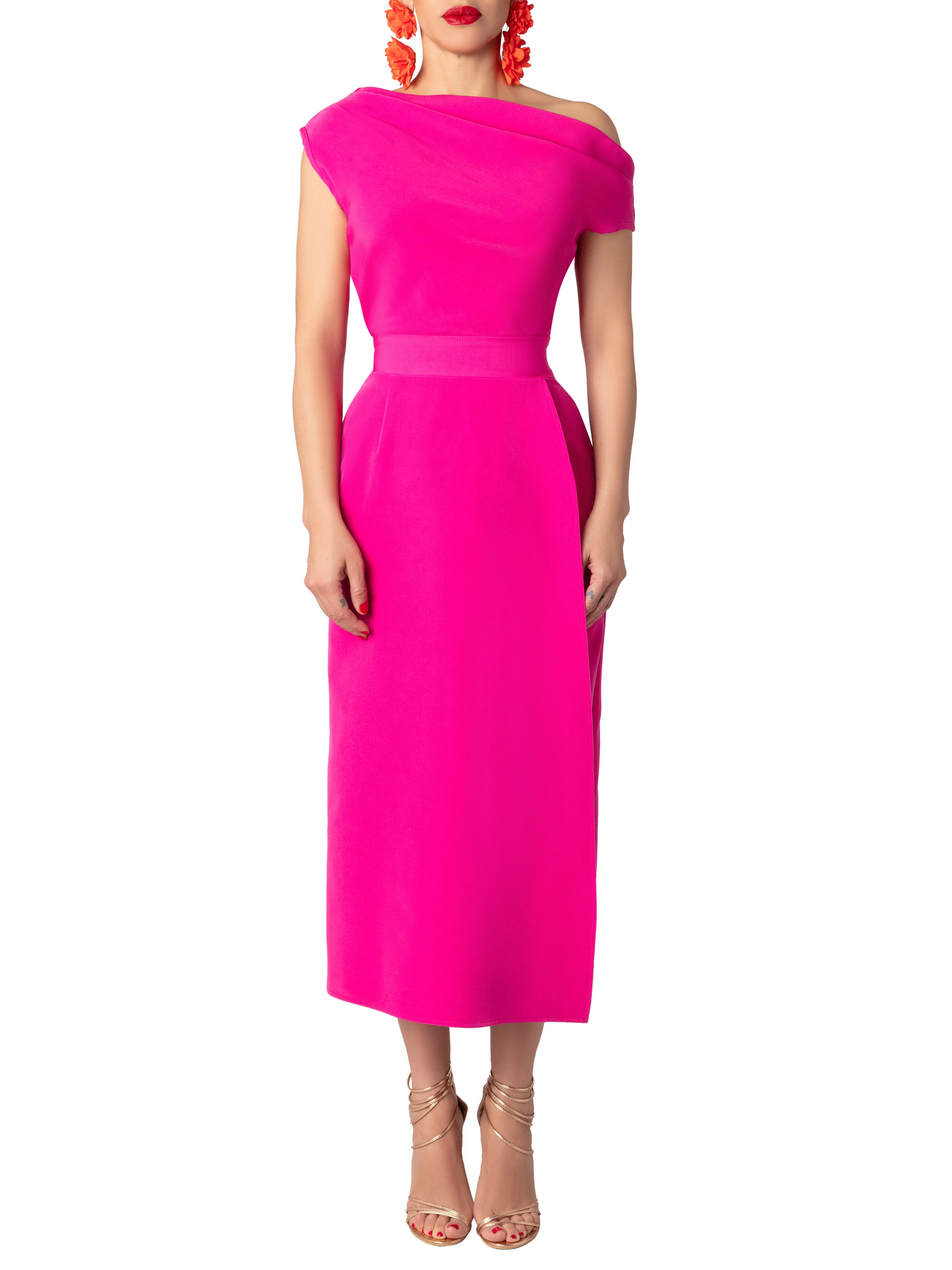 "Darling" Pink Off Shoulder Dress - Image 4