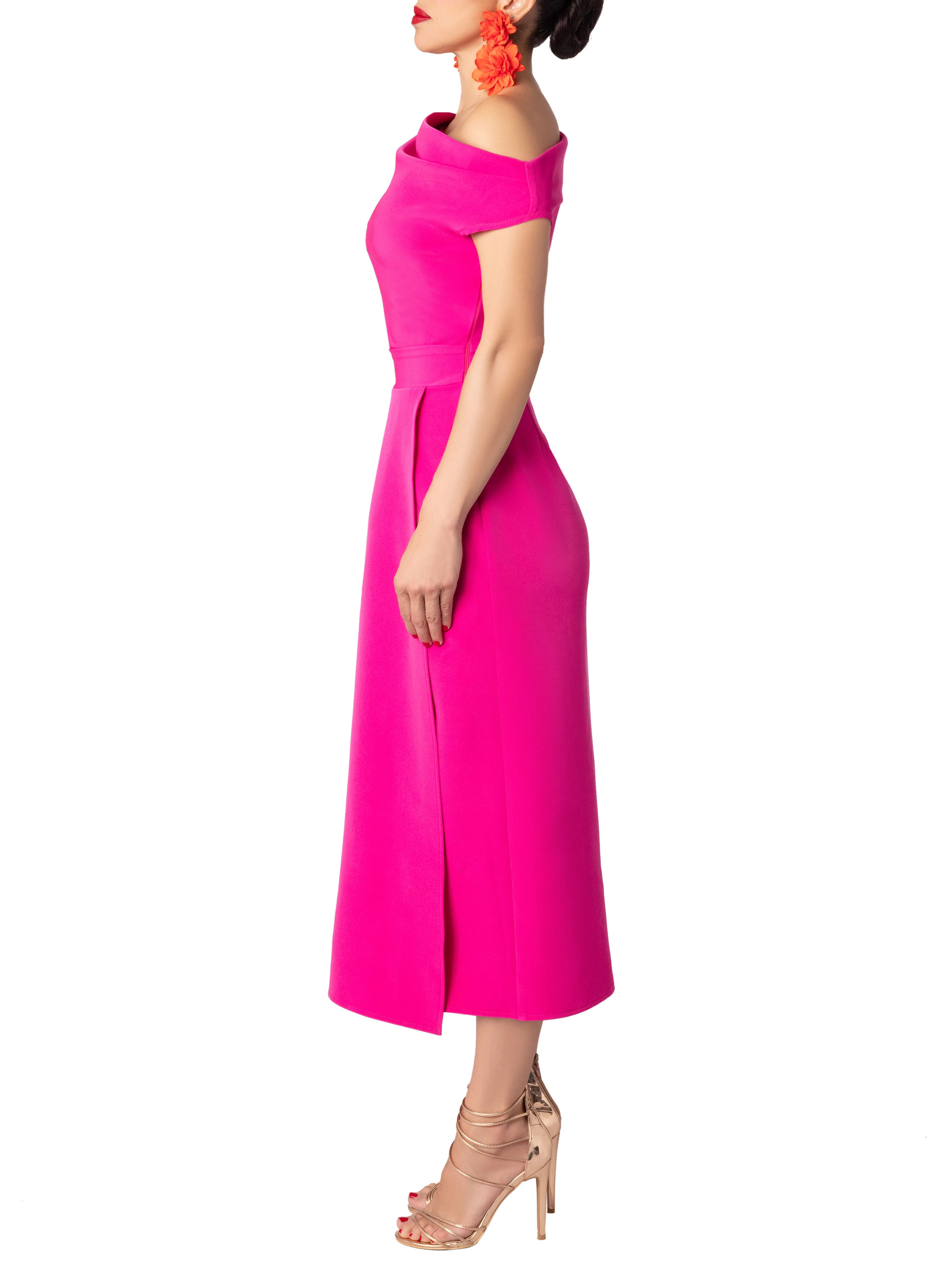 "Darling" Pink Off Shoulder Dress - Image 5