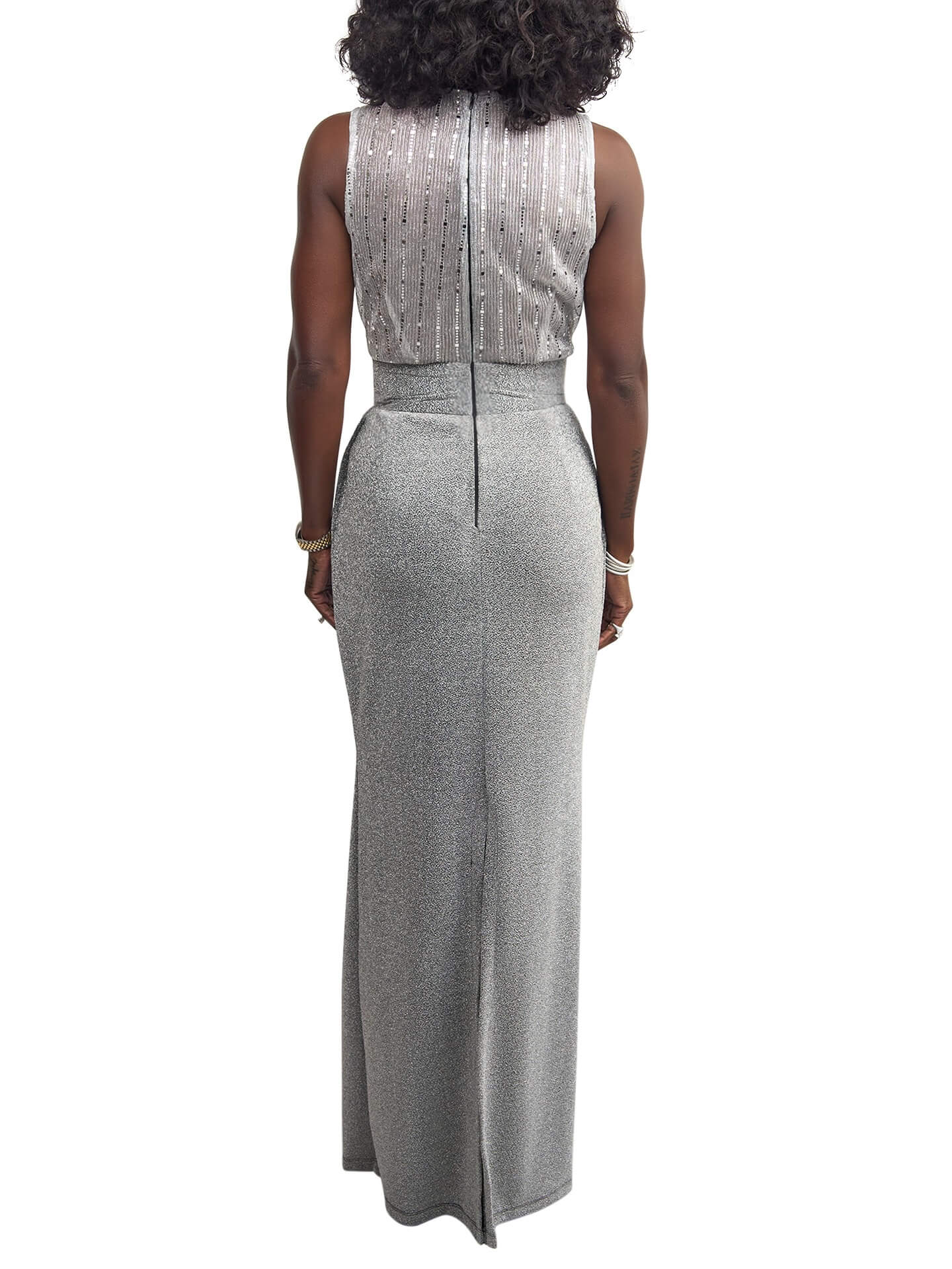 "Delilah" Silver Mermaid Dress - Image 6