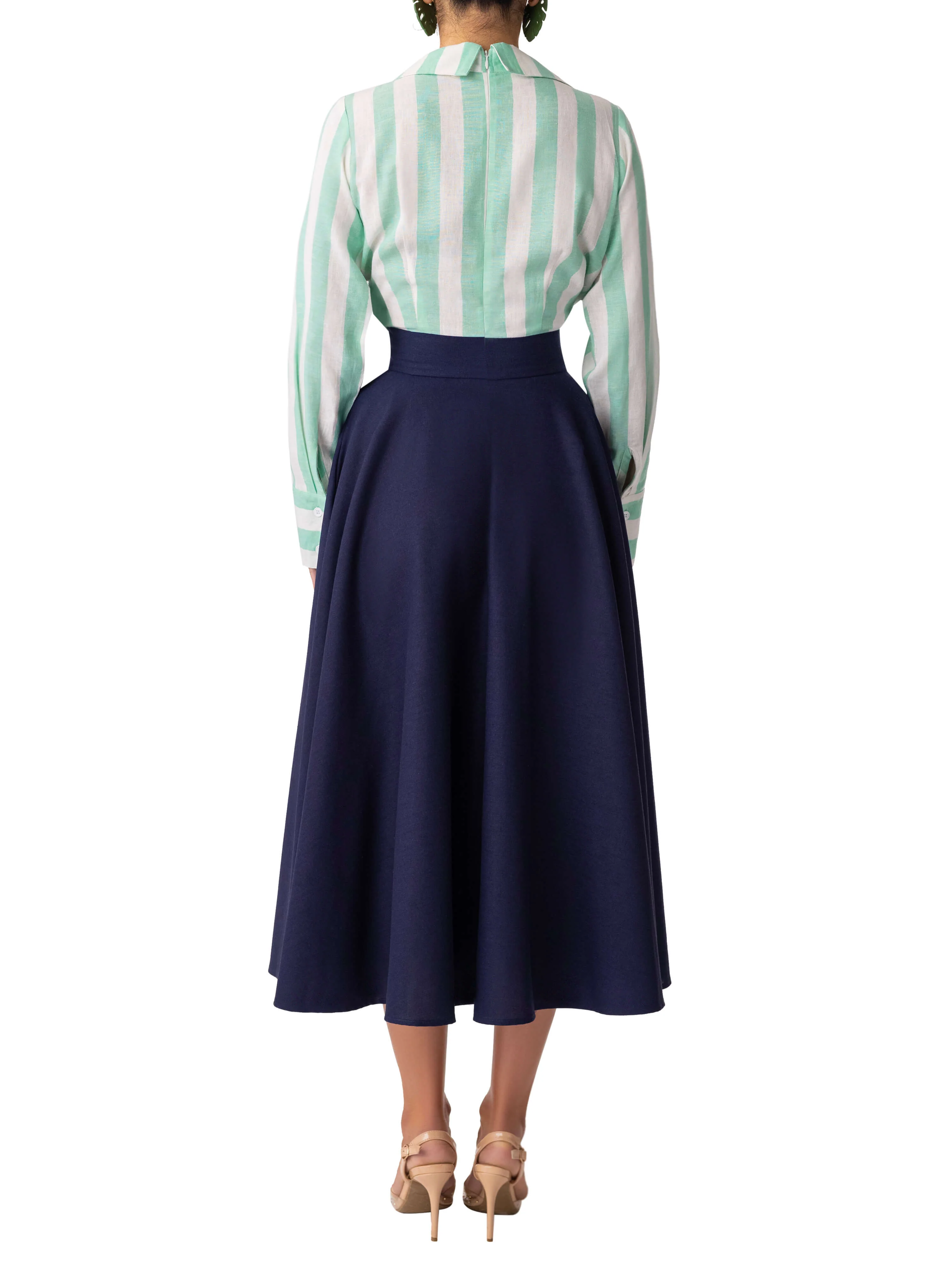 "Delphina" Stripe/Navy Colorblock Dress - Image 7