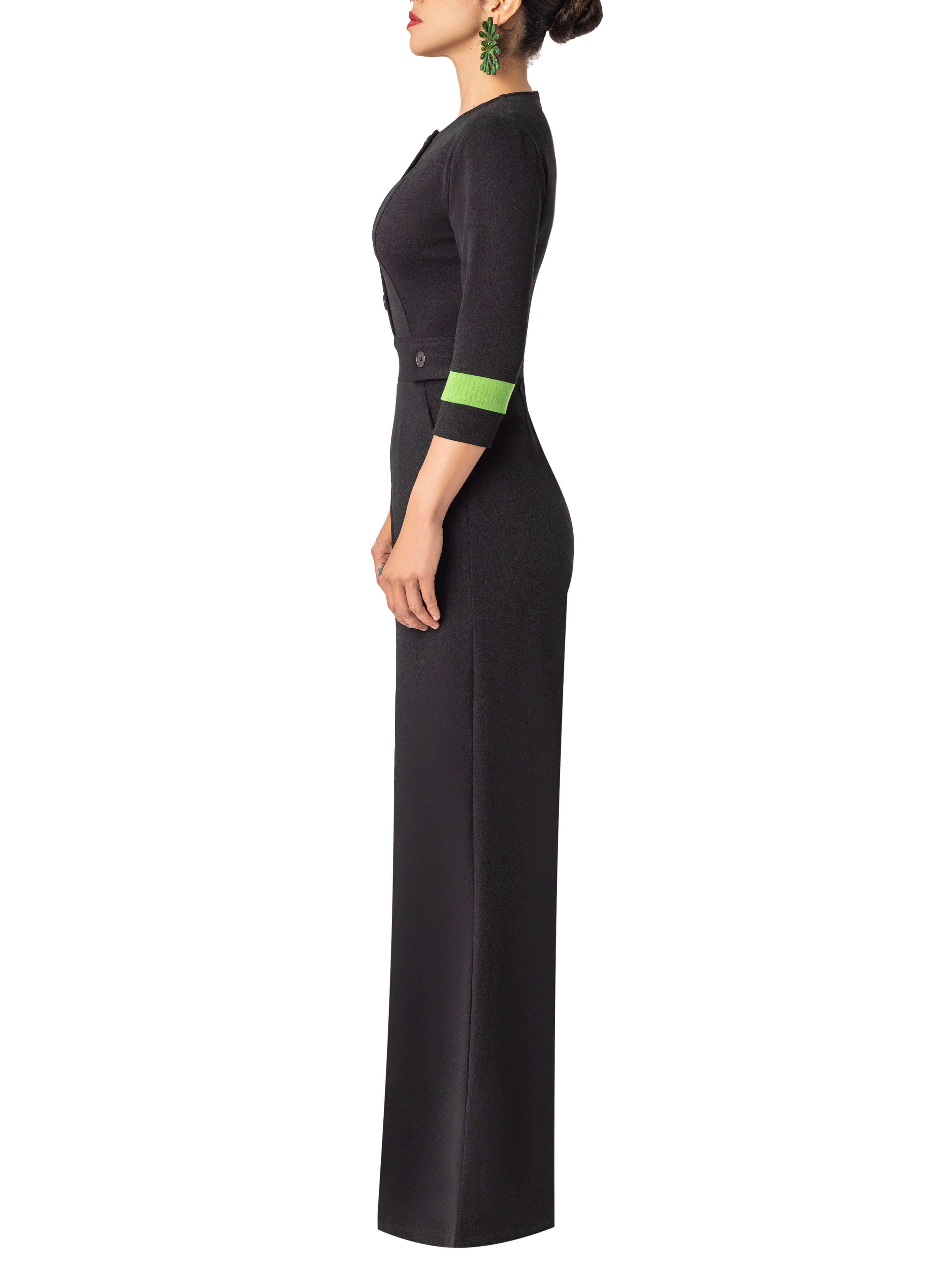 "Desiree" Black Epaulette Structured Jumpsuit - Image 5