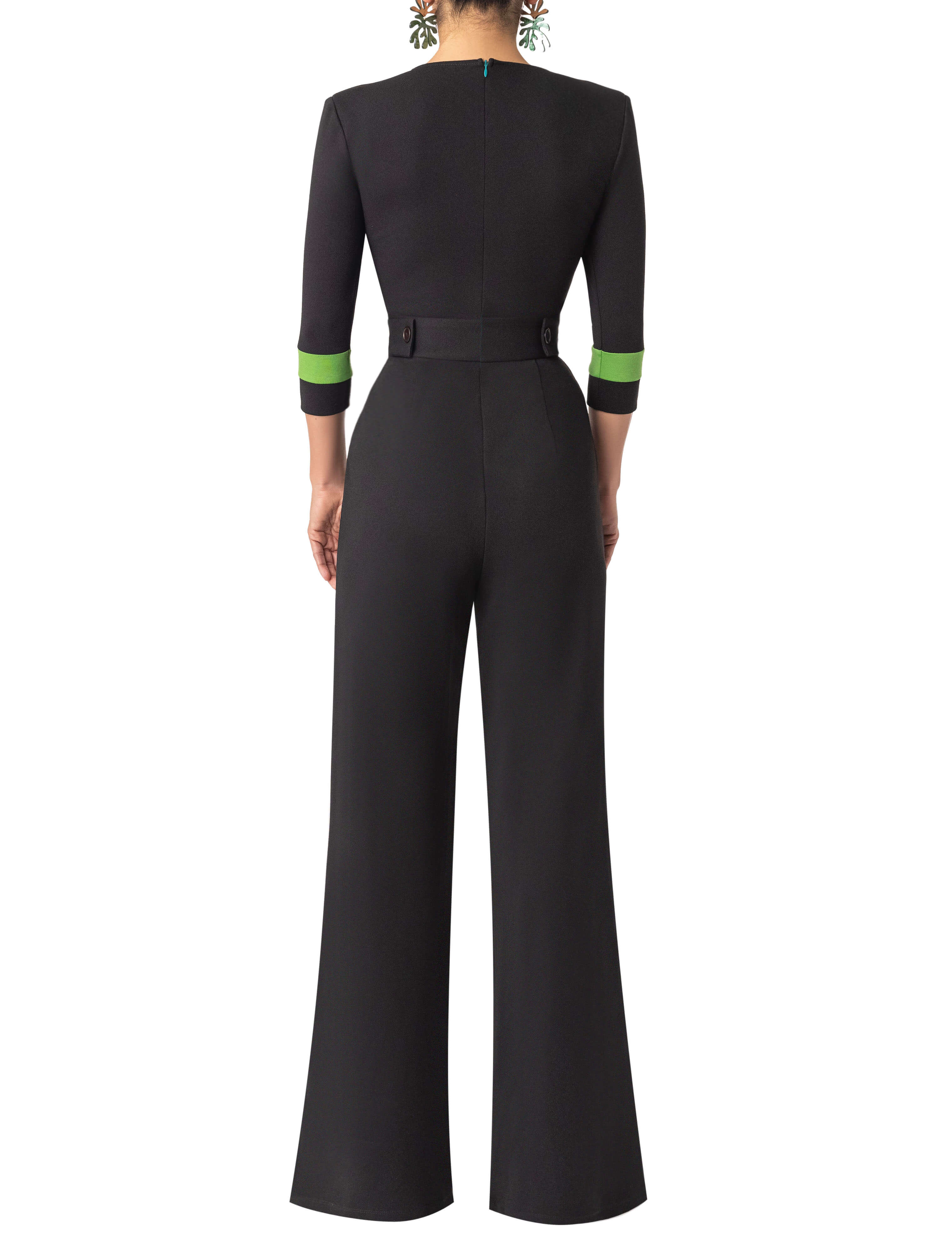 "Desiree" Black Epaulette Structured Jumpsuit - Image 6
