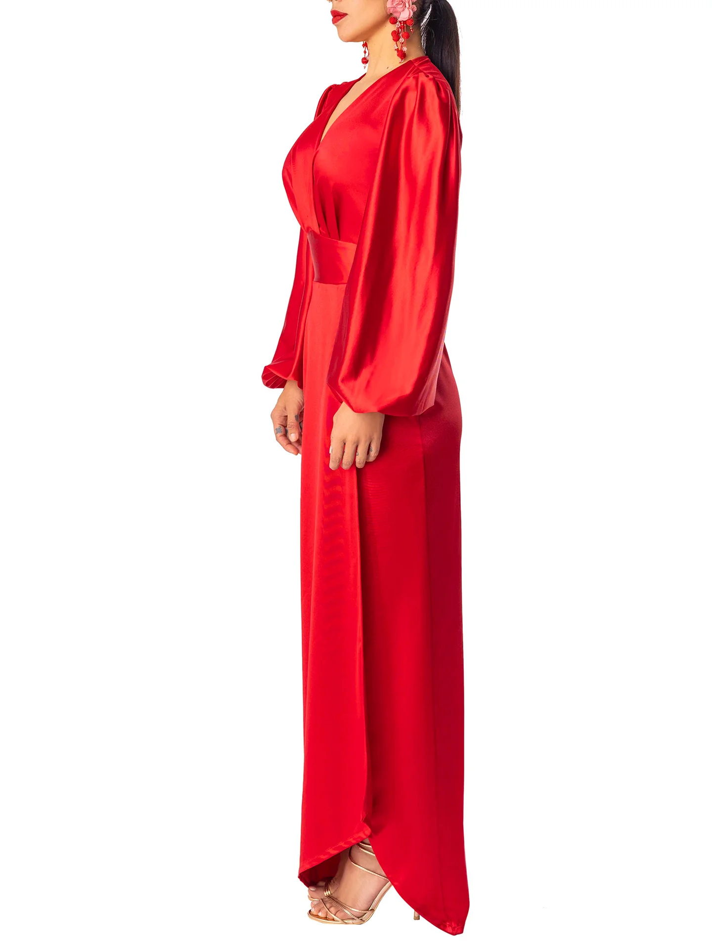 "Diamond" Red Deep V Maxi Dress - Image 4