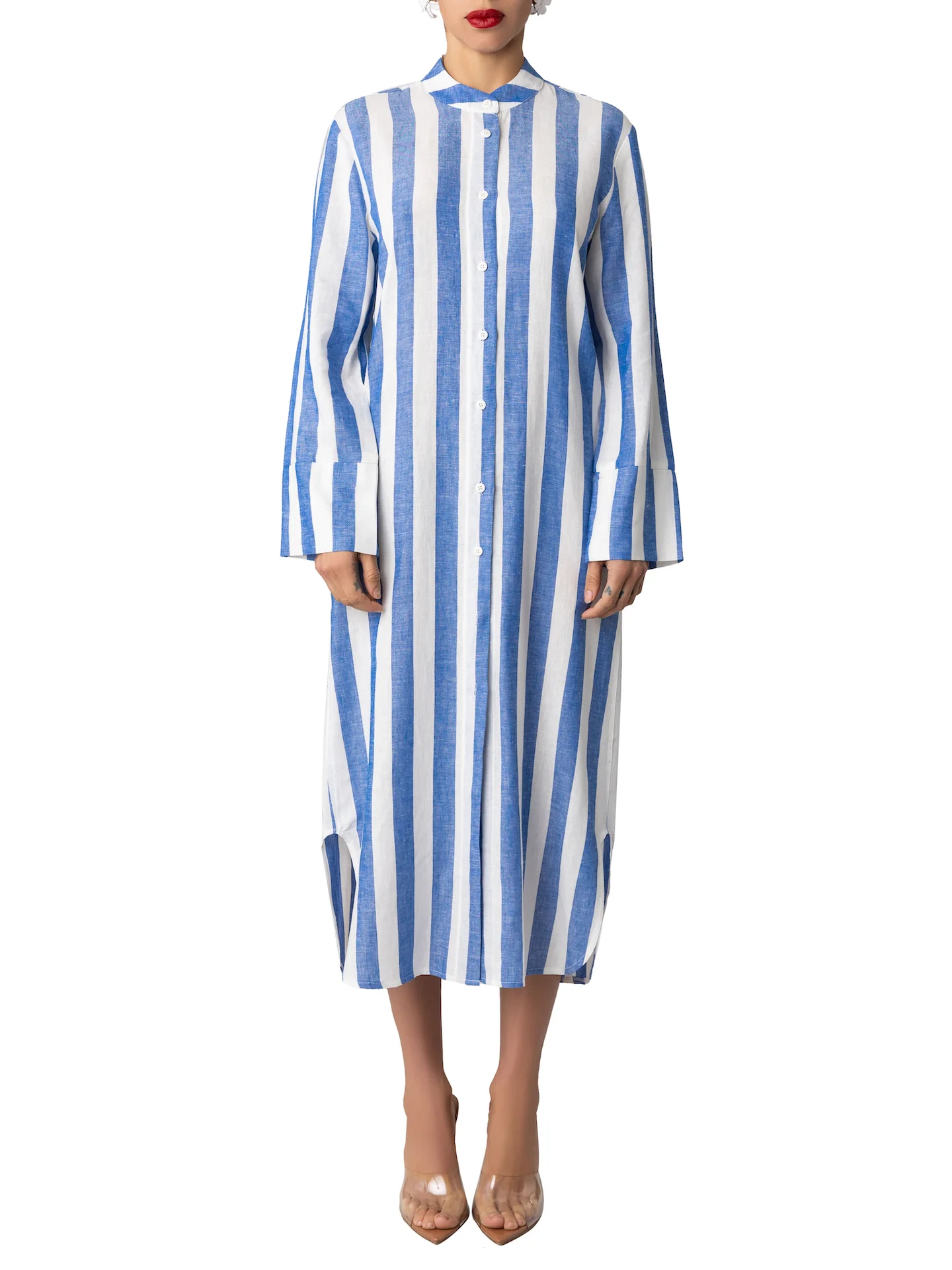 “Dixie” Blue Striped Shirtdress - Image 4