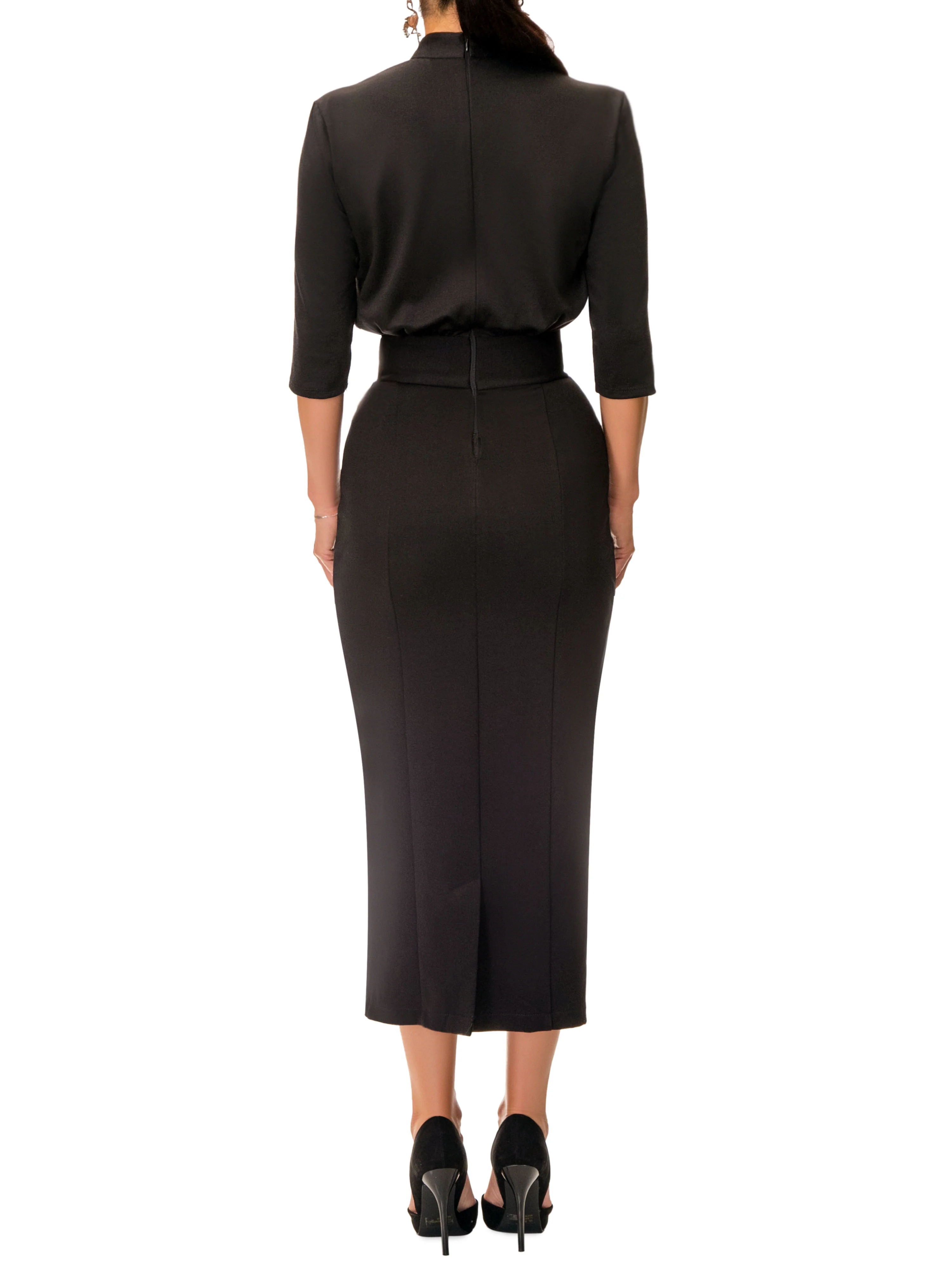"Dolly" Black Button-Down Pencil Dress - Image 5