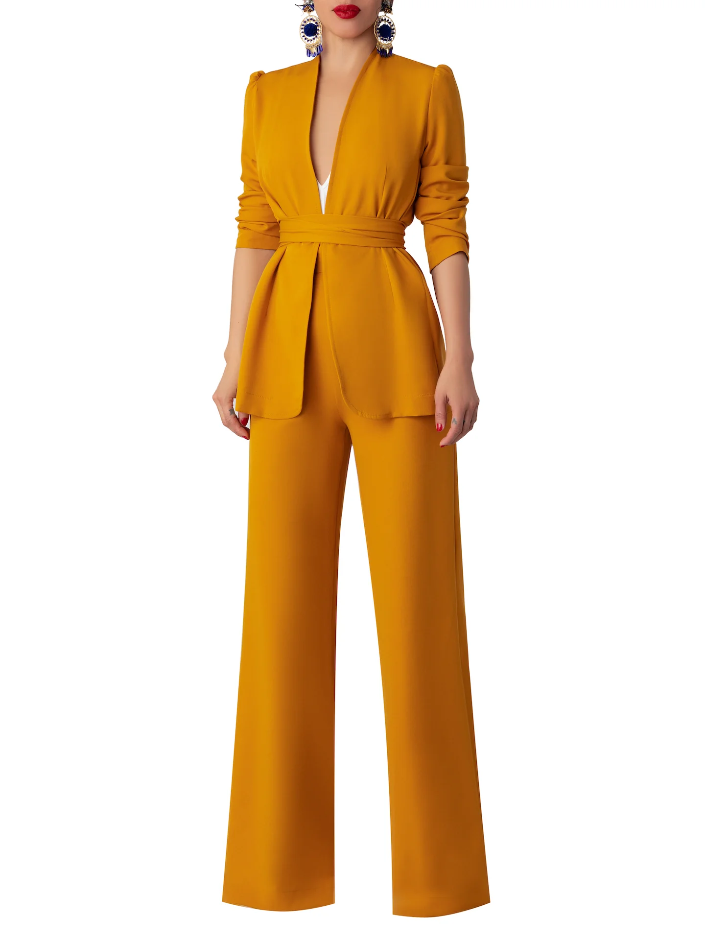 "Durian" Unlined Mustard Blazer - Image 3