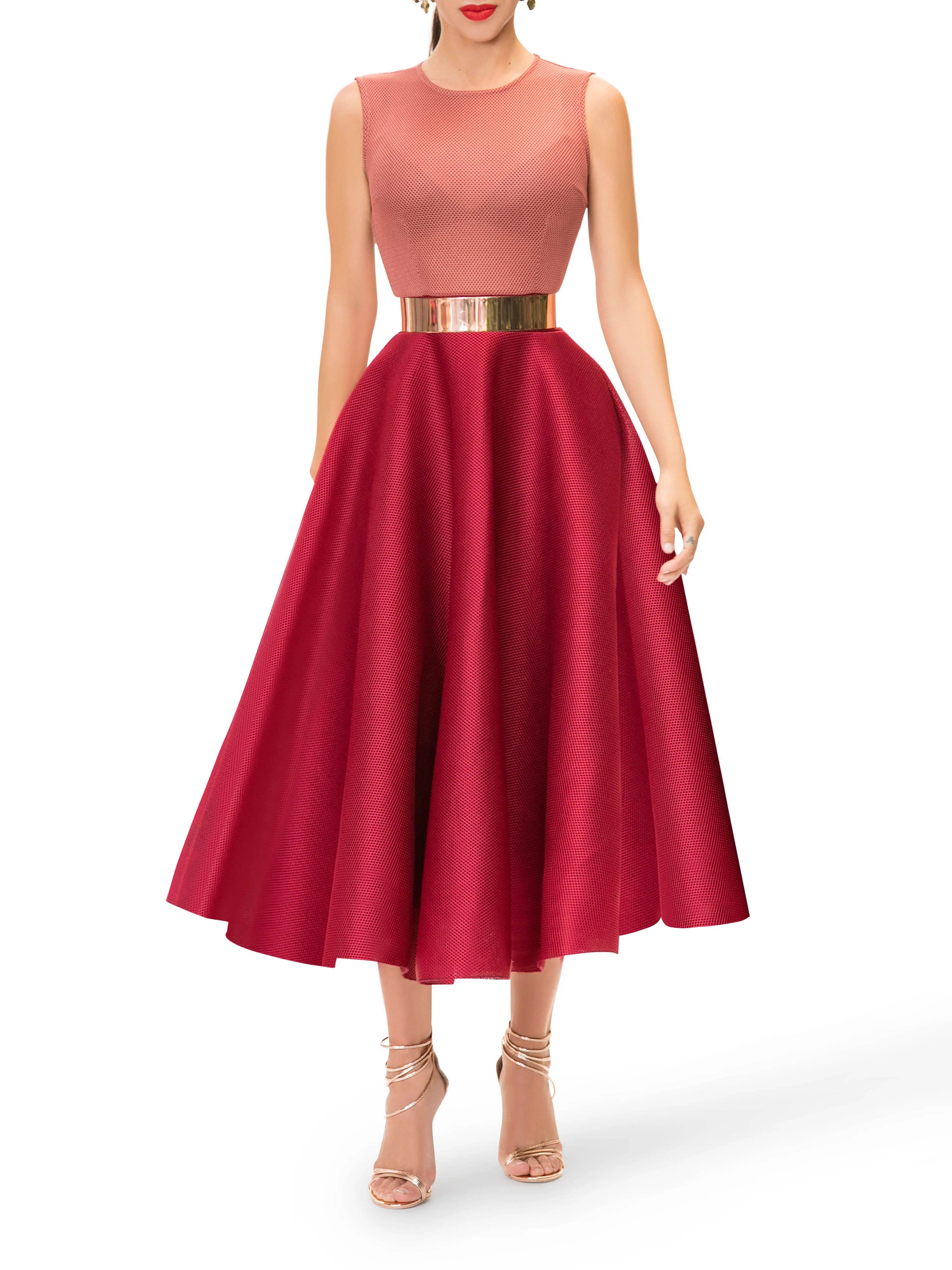 "Ella" Sleeveless Blush Mesh Dress