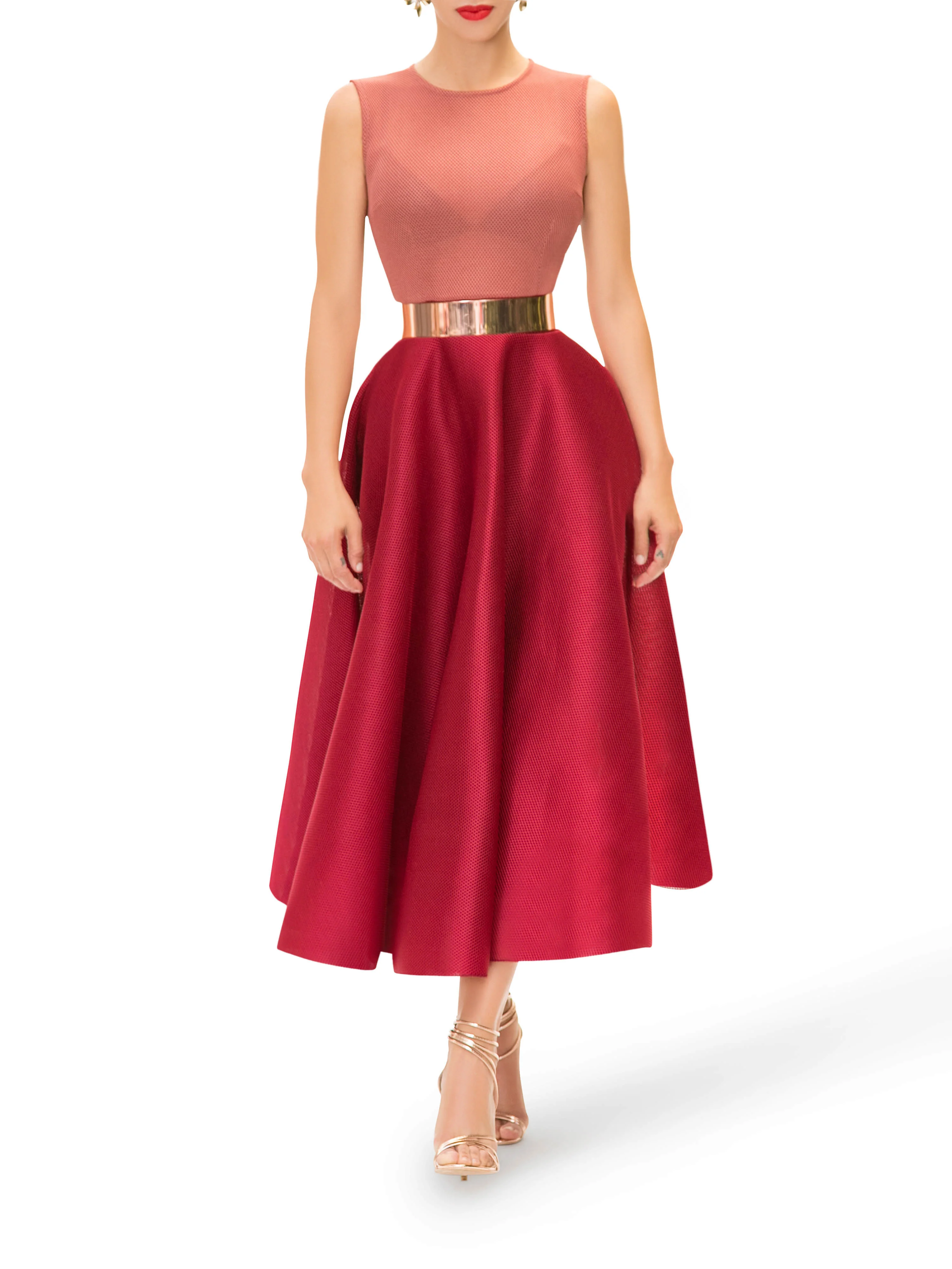 "Ella" Sleeveless Blush Mesh Dress - Image 2