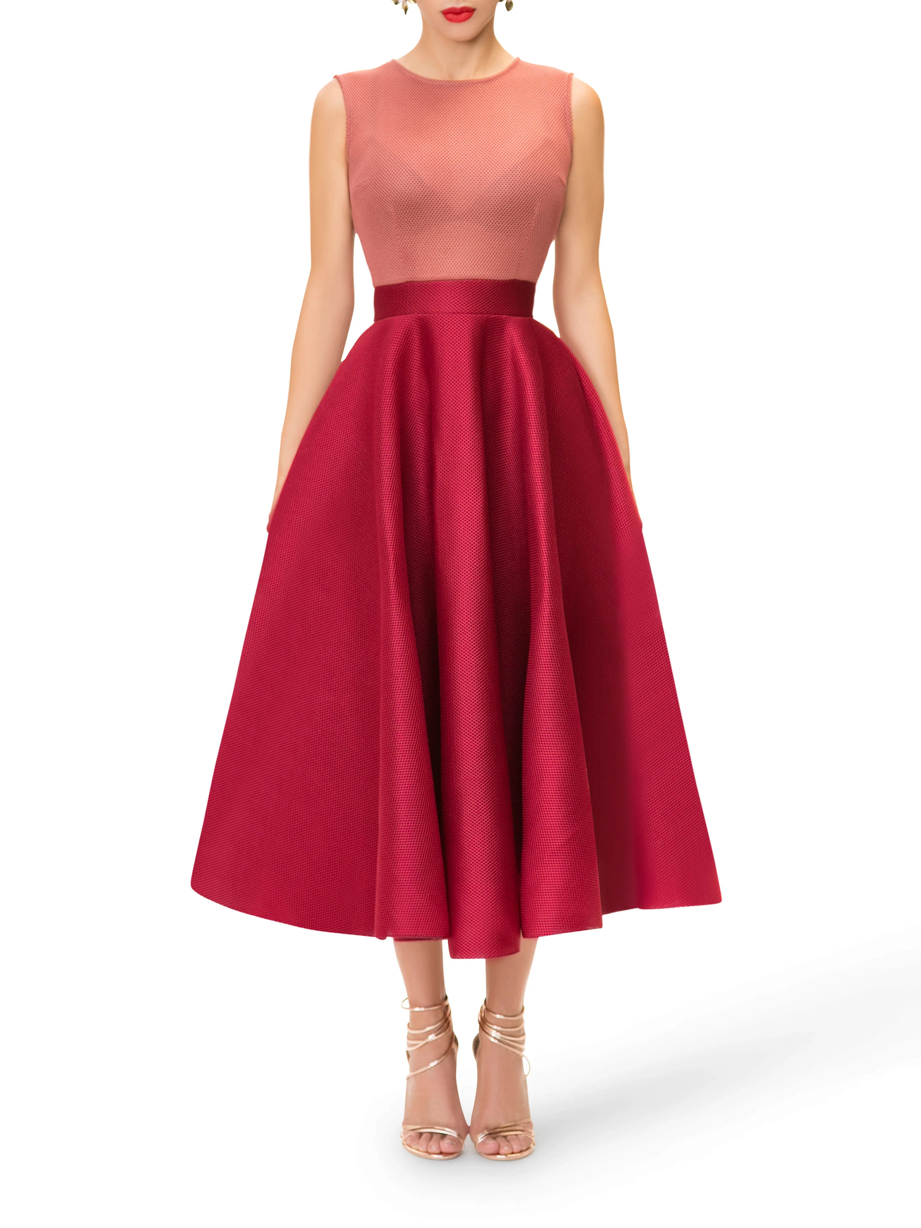"Ella" Sleeveless Blush Mesh Dress - Image 4