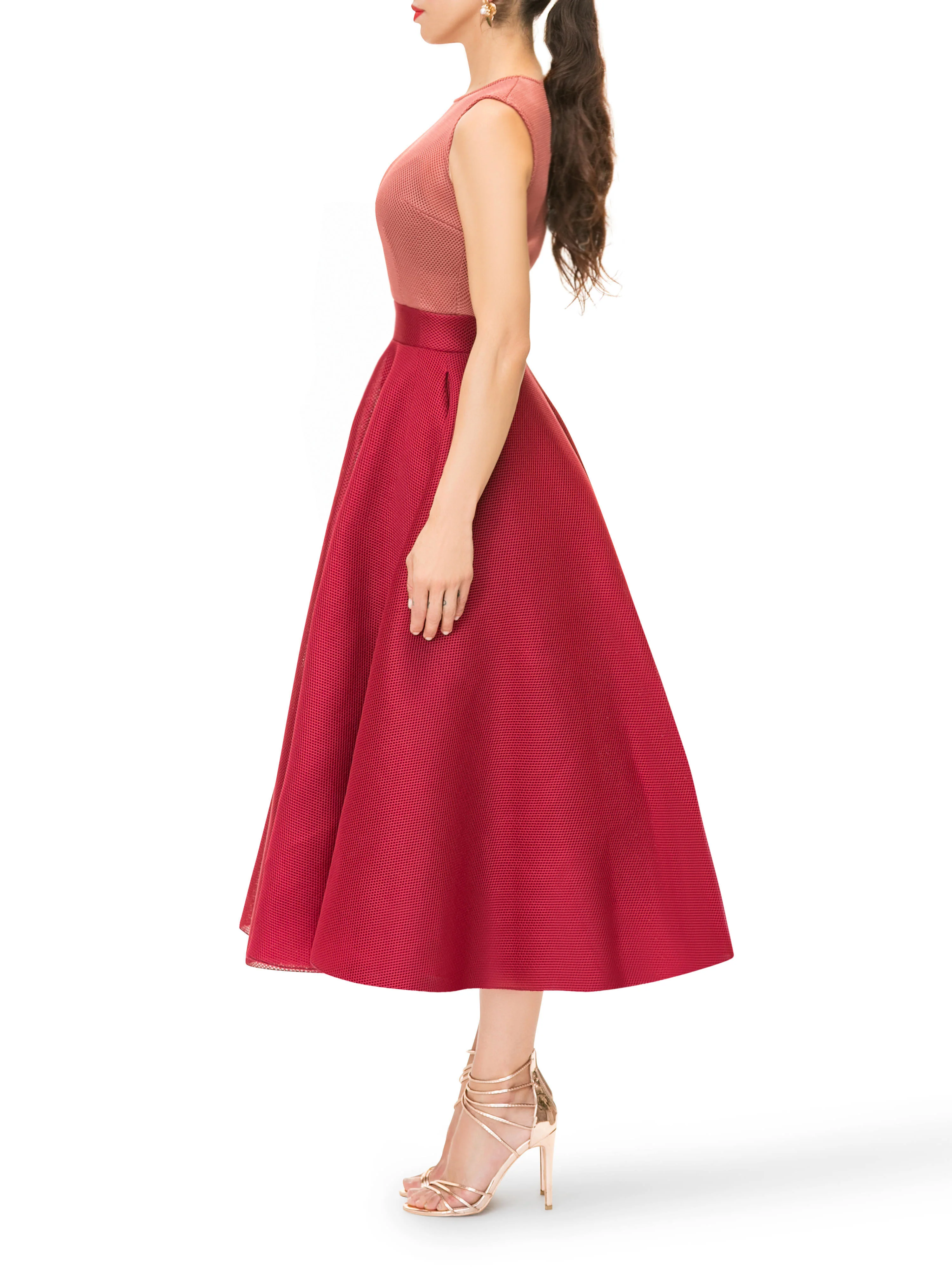 "Ella" Sleeveless Blush Mesh Dress - Image 5