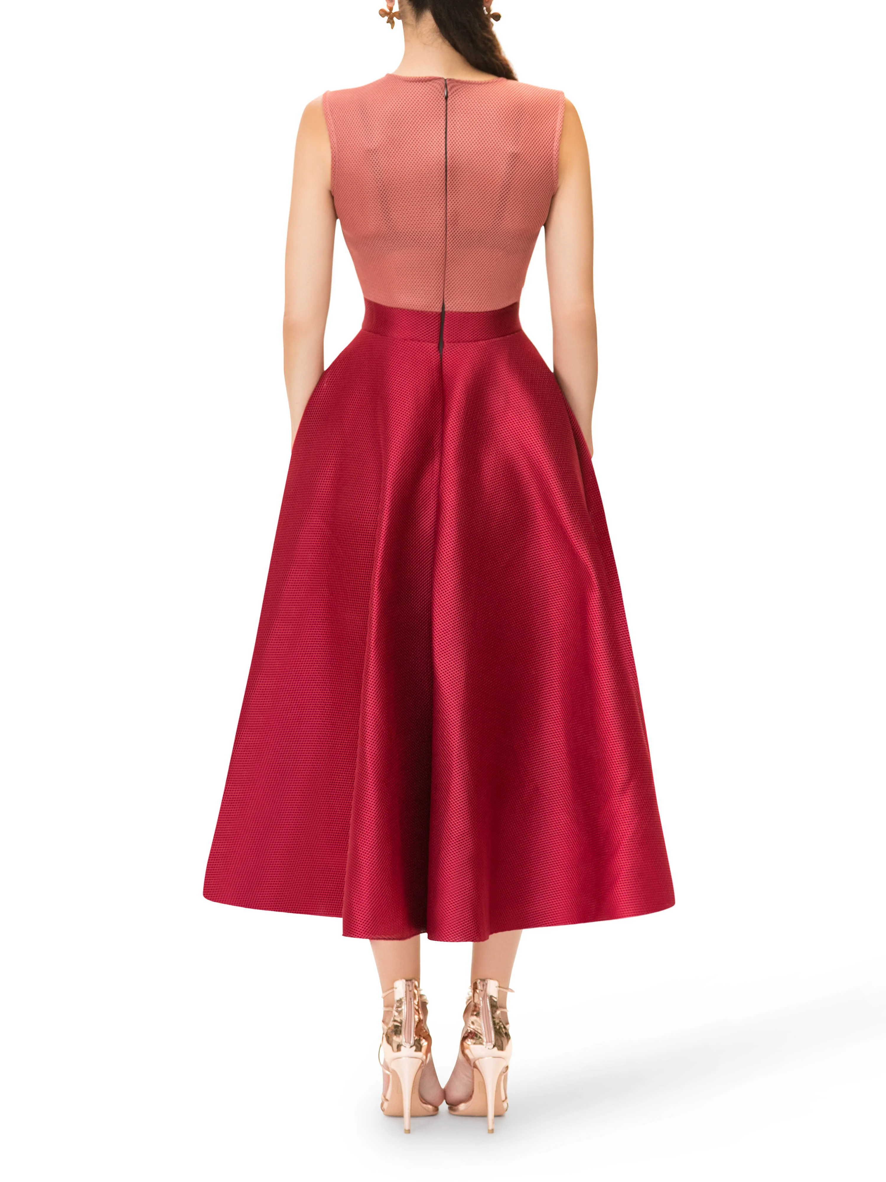 "Ella" Sleeveless Blush Mesh Dress - Image 6