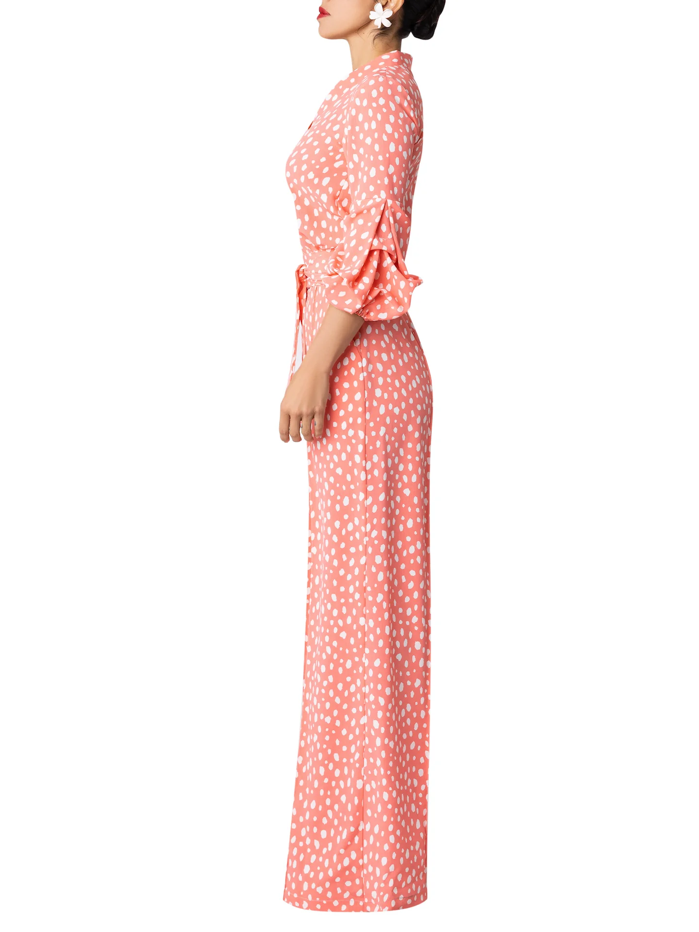 “Elle” Coral Polka Dot Jumpsuit - Image 5