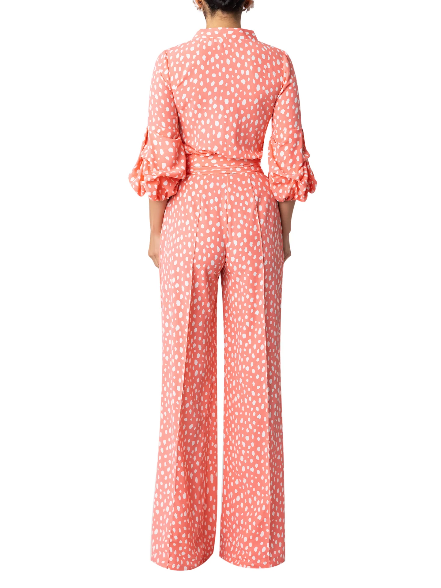 “Elle” Coral Polka Dot Jumpsuit - Image 6