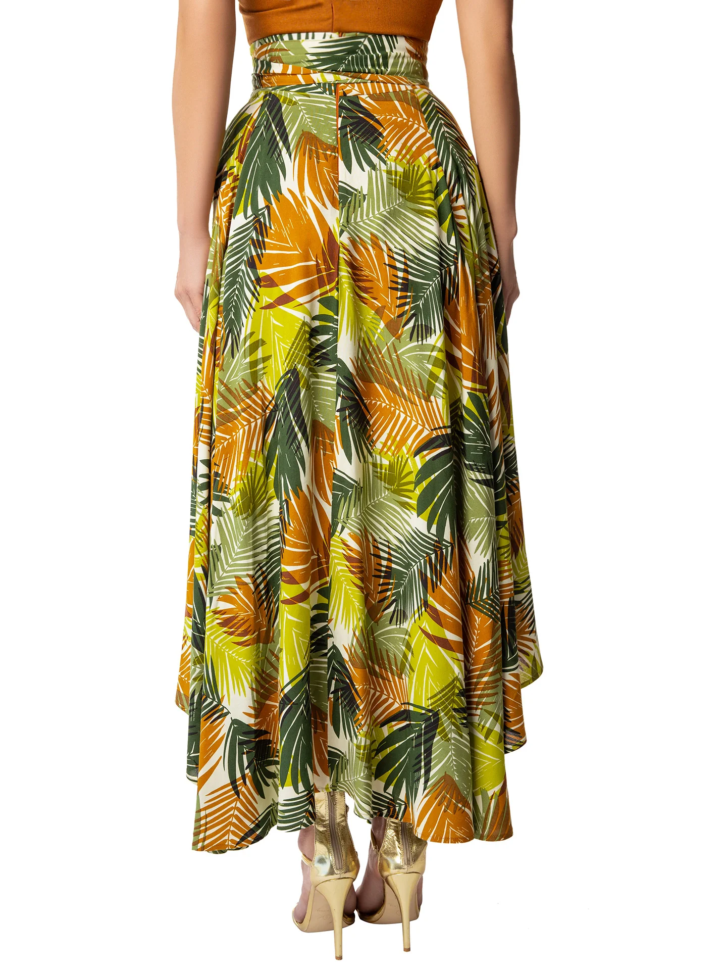 "Elm" Print Belted Midi Skirt - Image 5