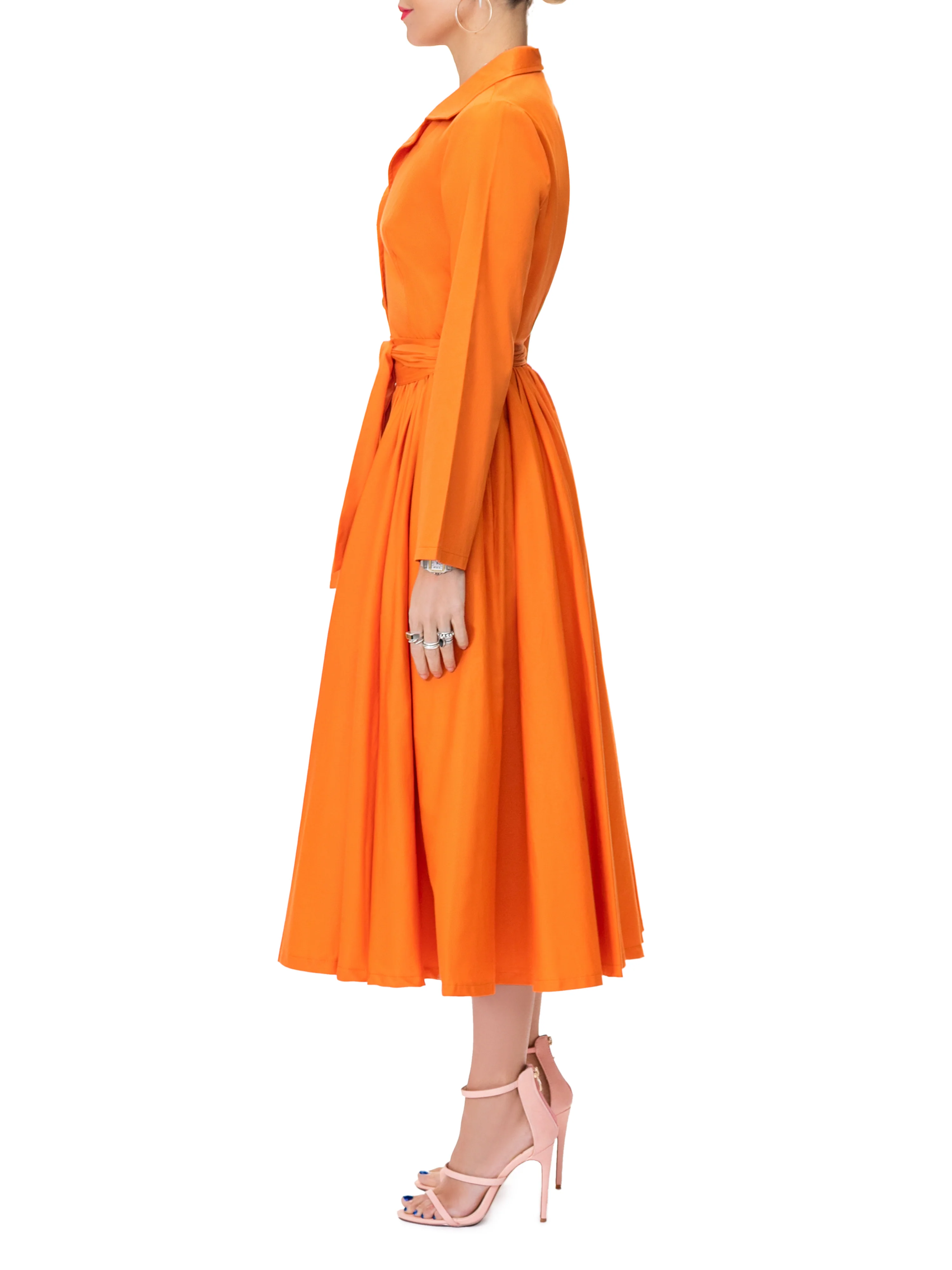 "Emily" Orange Midi Shirtdress - Image 4