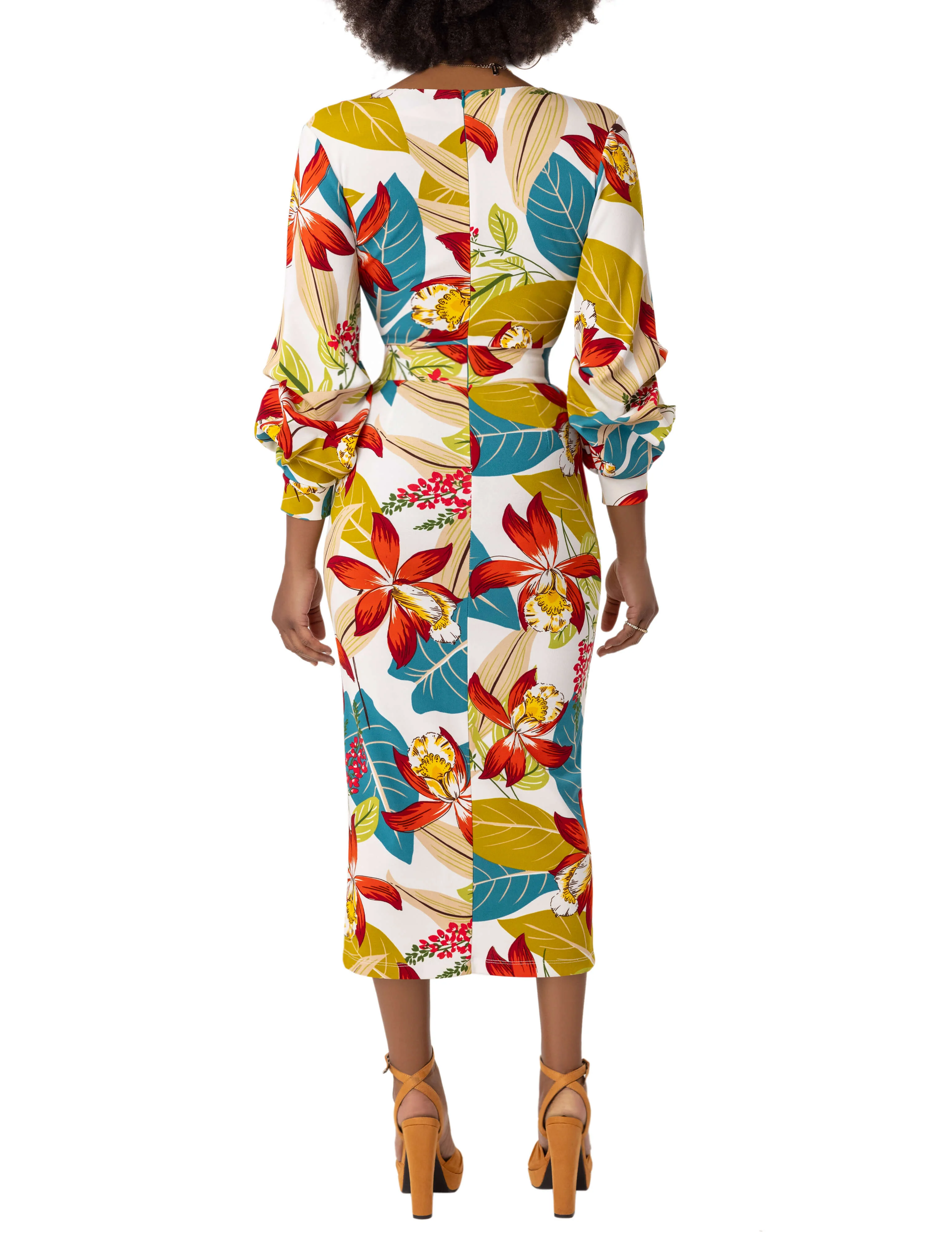 "Ersa" Print Midi Pencil Dress - Image 5