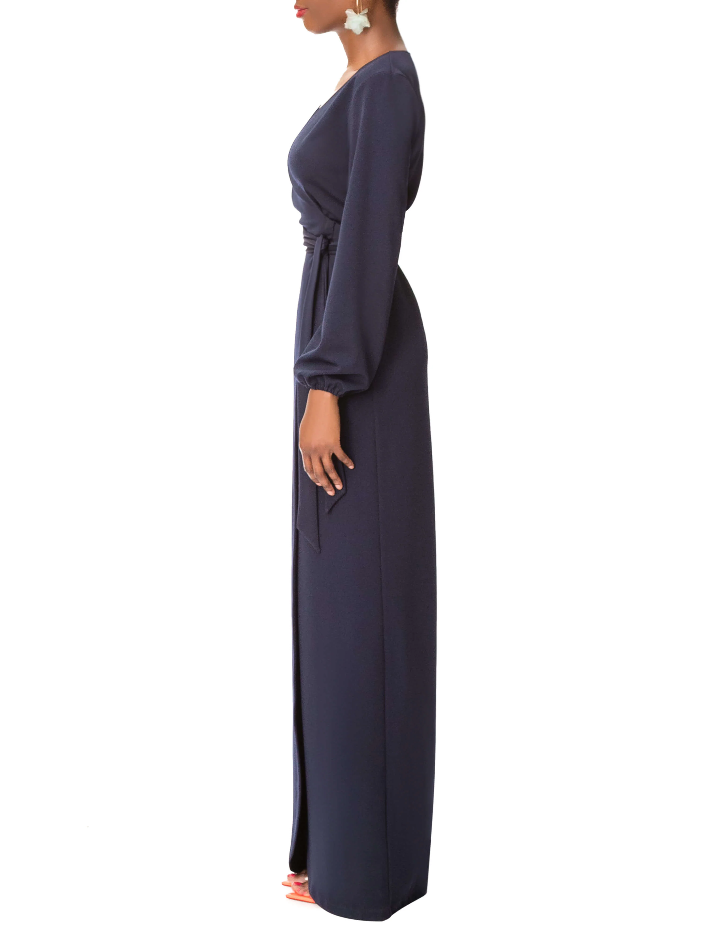"Evelyn" Navy Maxi Wrap Dress - Image 6