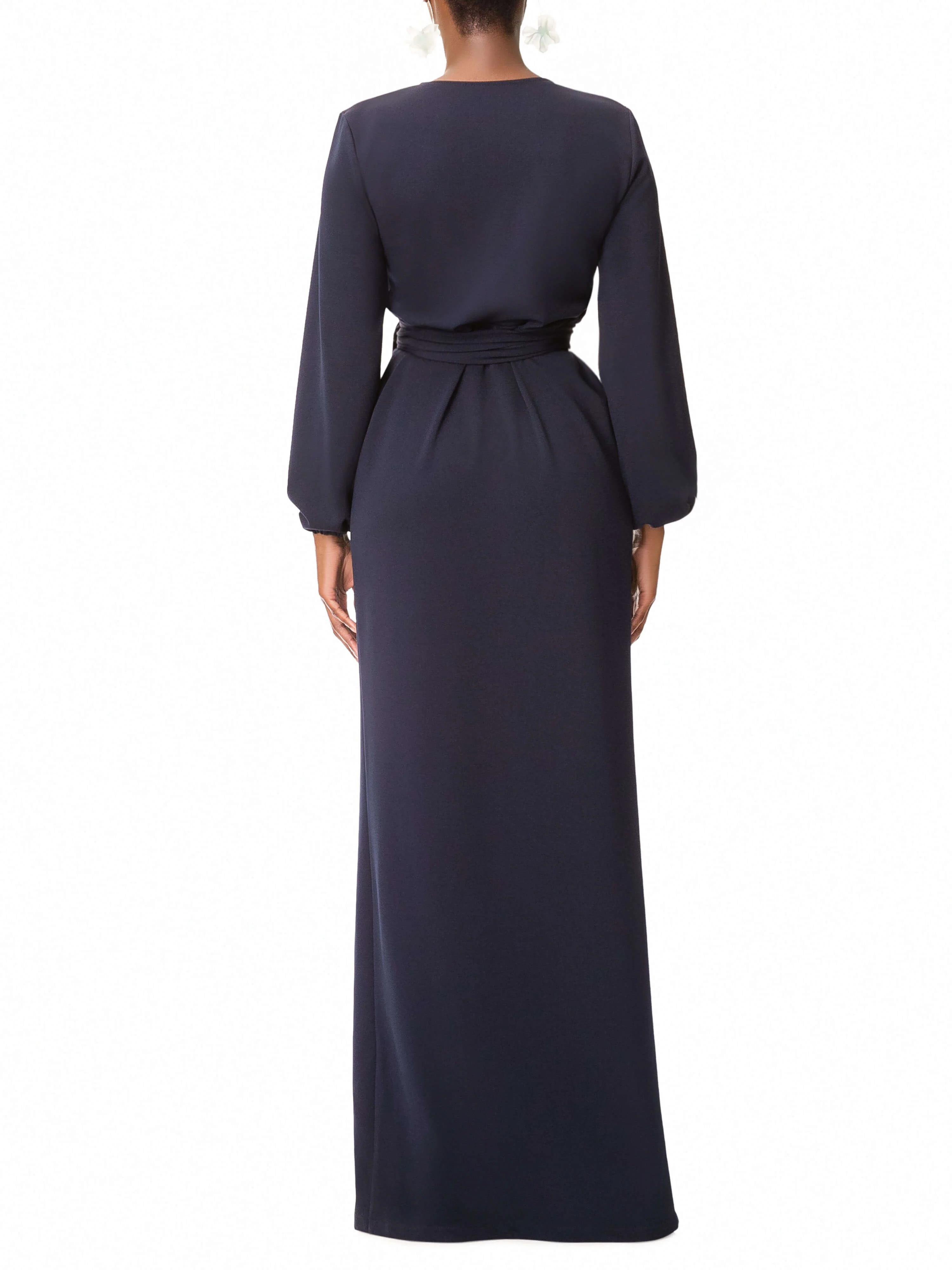 "Evelyn" Navy Maxi Wrap Dress - Image 7