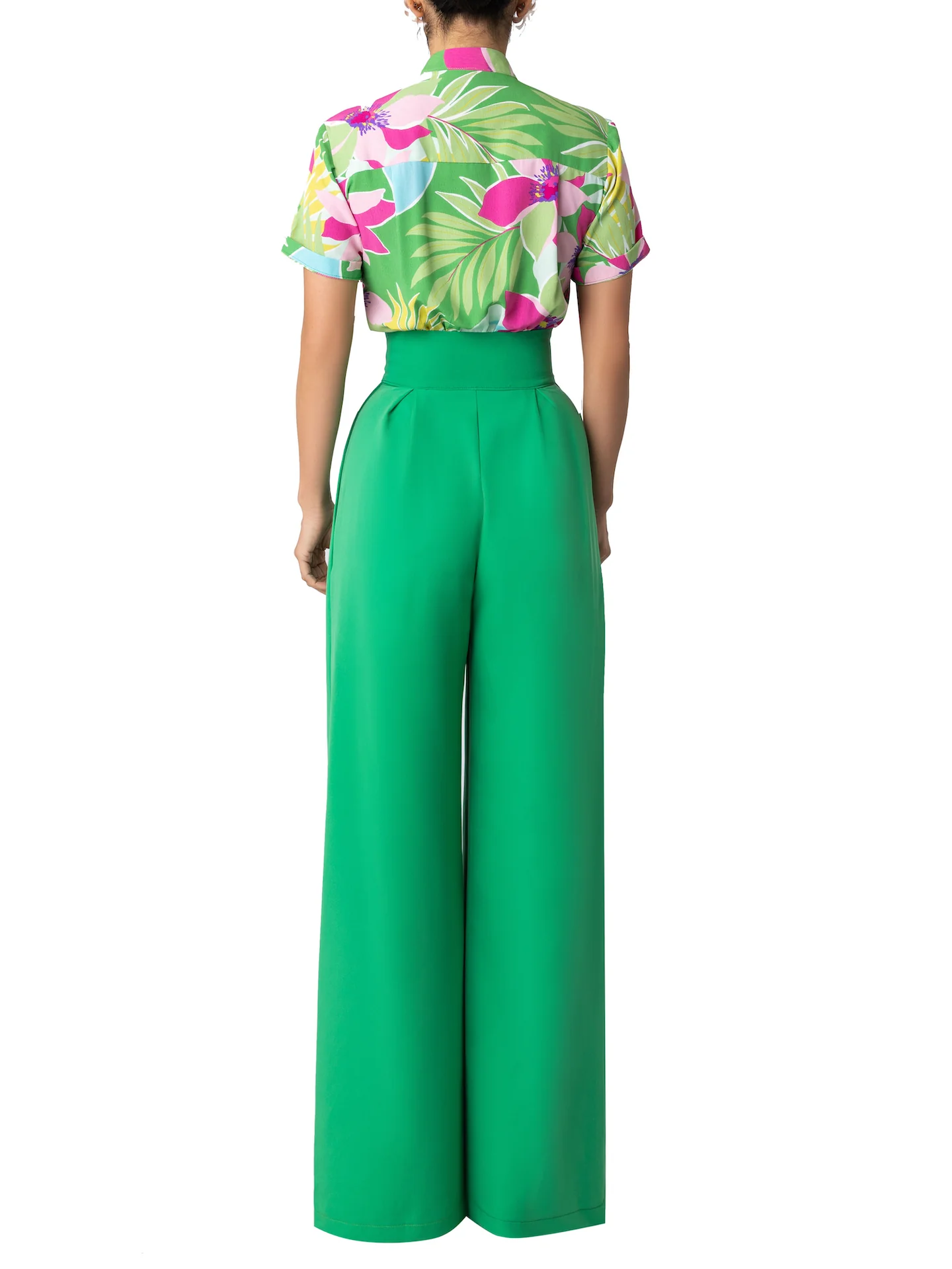 “Fahey” Green Print Colorblock Jumpsuit - Image 6