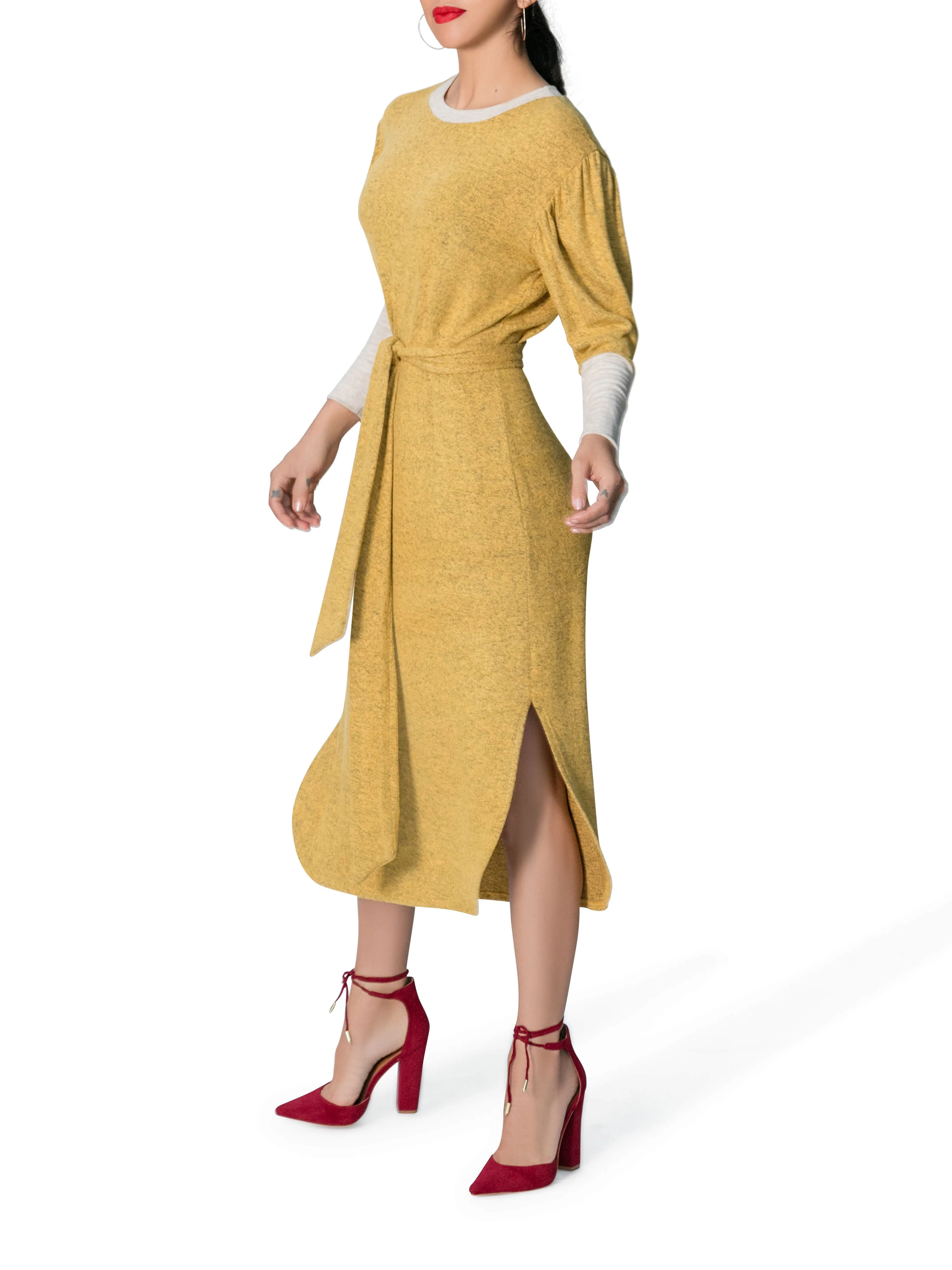 "Faith" Yellow Sweater Dress - Image 4