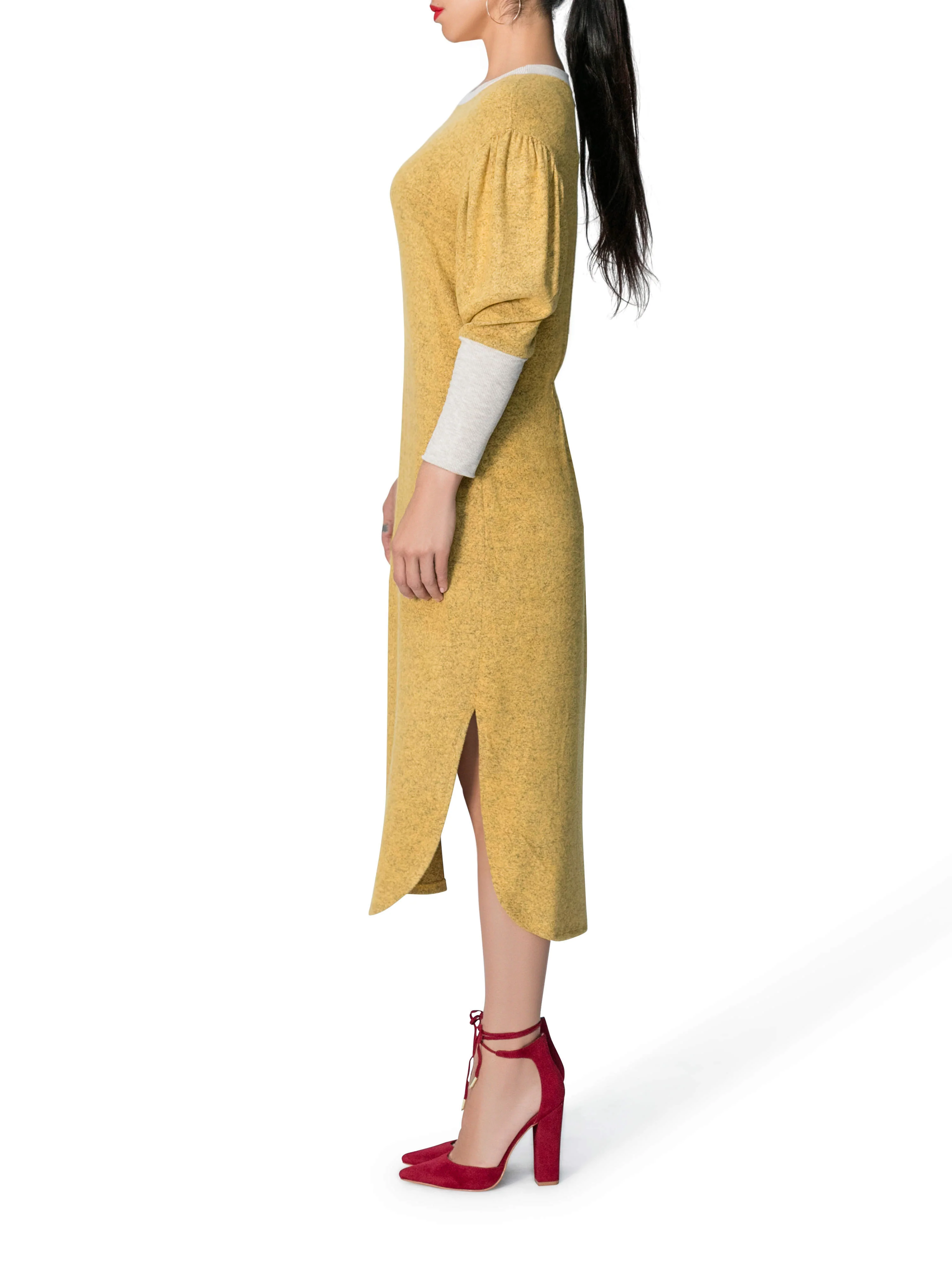 "Faith" Yellow Sweater Dress - Image 5