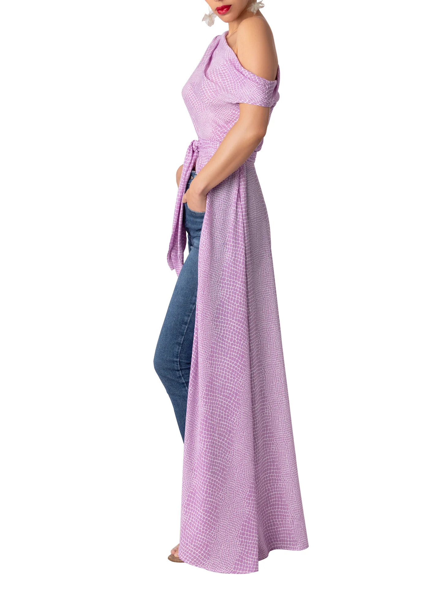 “Fatima” Lilac Off Shoulder Maxi Top - Image 3