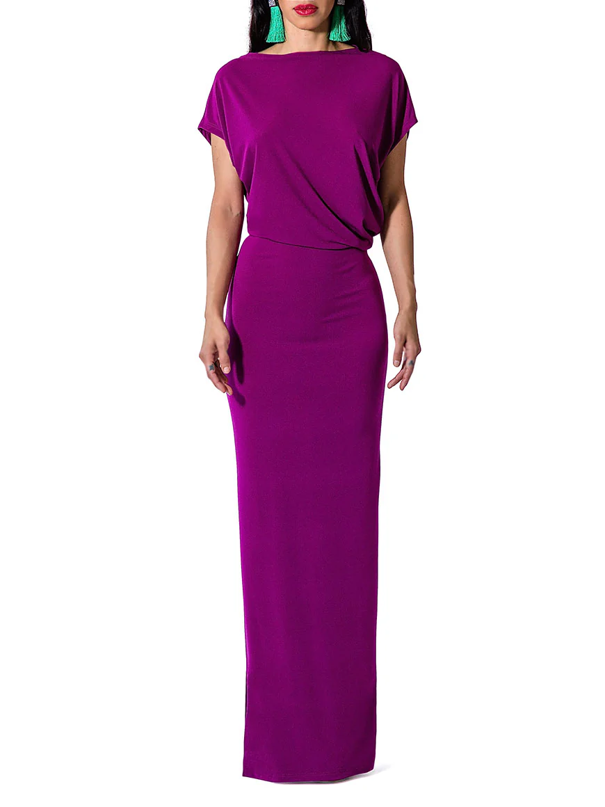 "Flo" Drape Maxi Dress w/Side Slit - Image 3