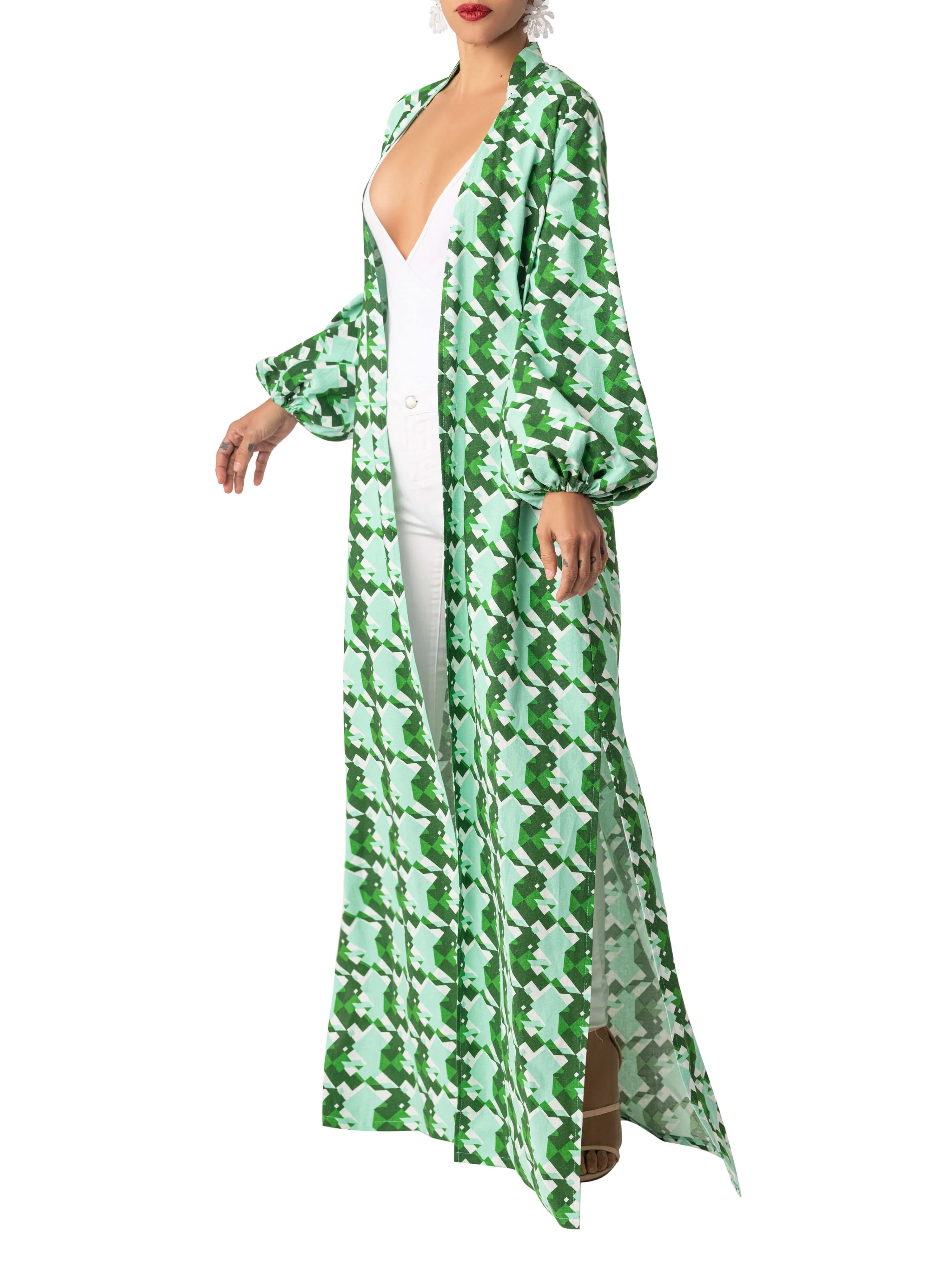 "Francesca" Green Print Duster - Image 3