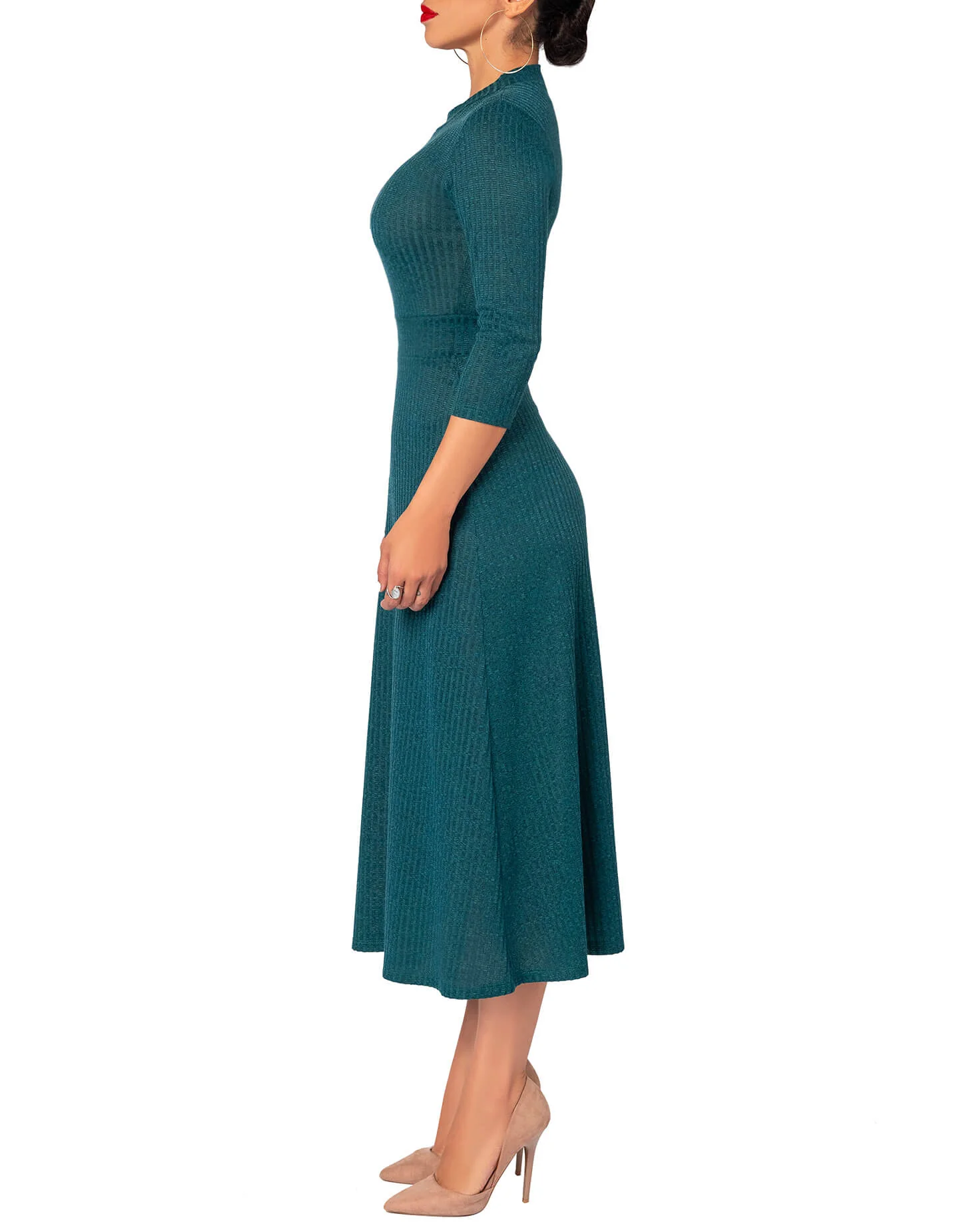 "Gloria" Hunter Green Mock Dress - Image 4