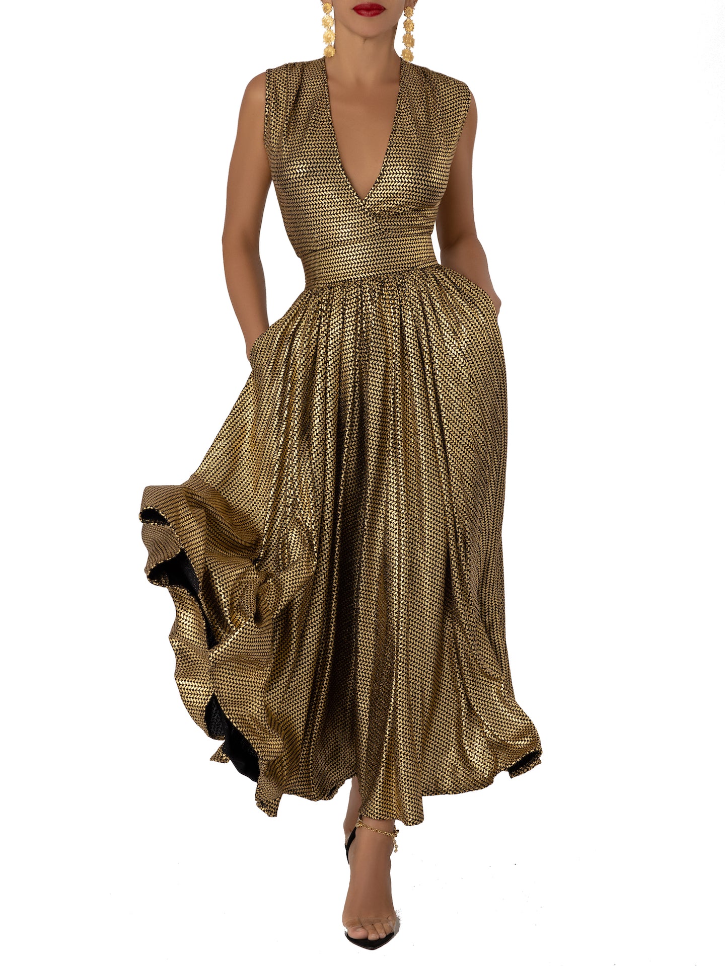 “Golding” Gold Midi Dress - Image 3