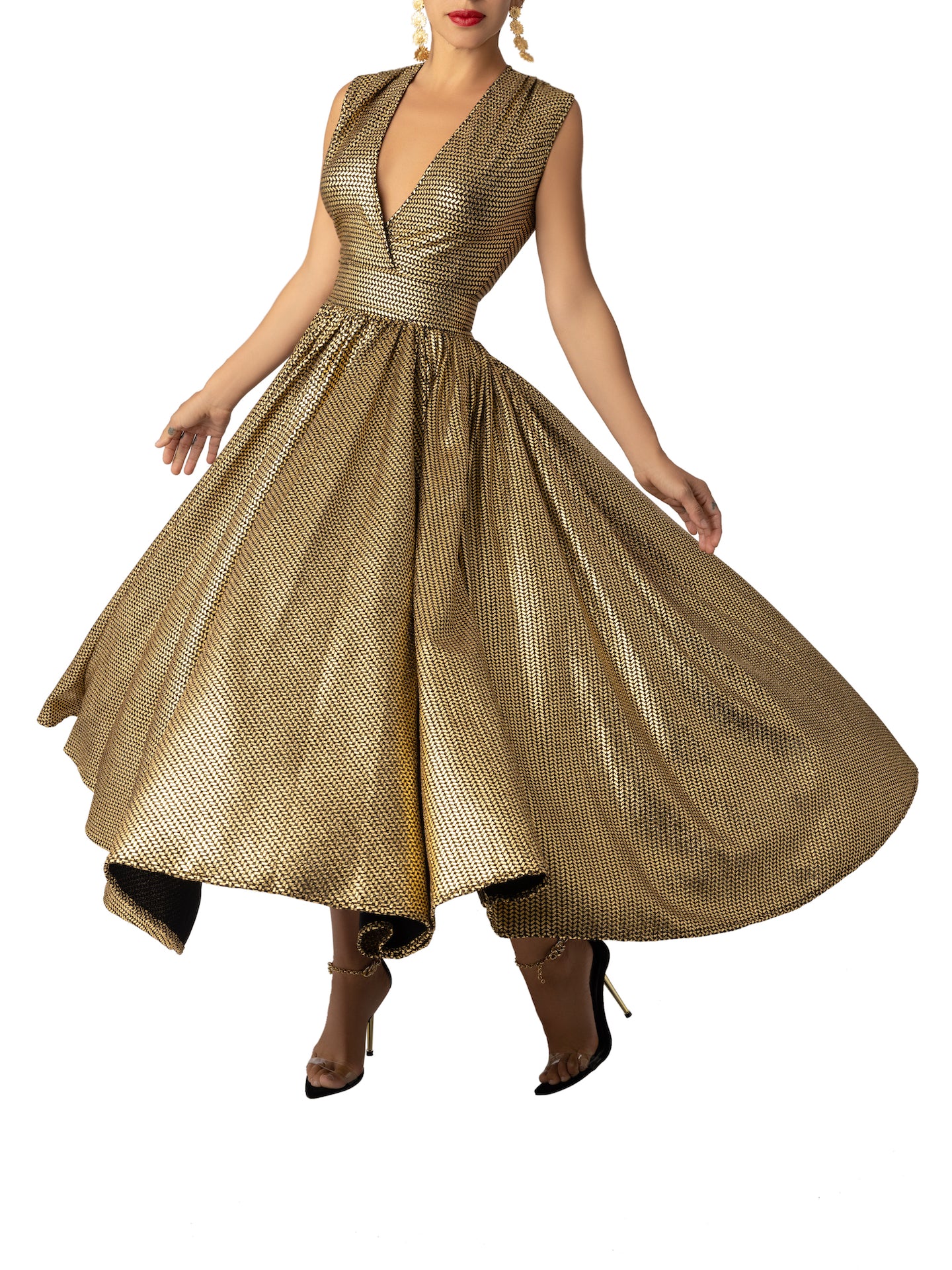“Golding” Gold Midi Dress - Image 4