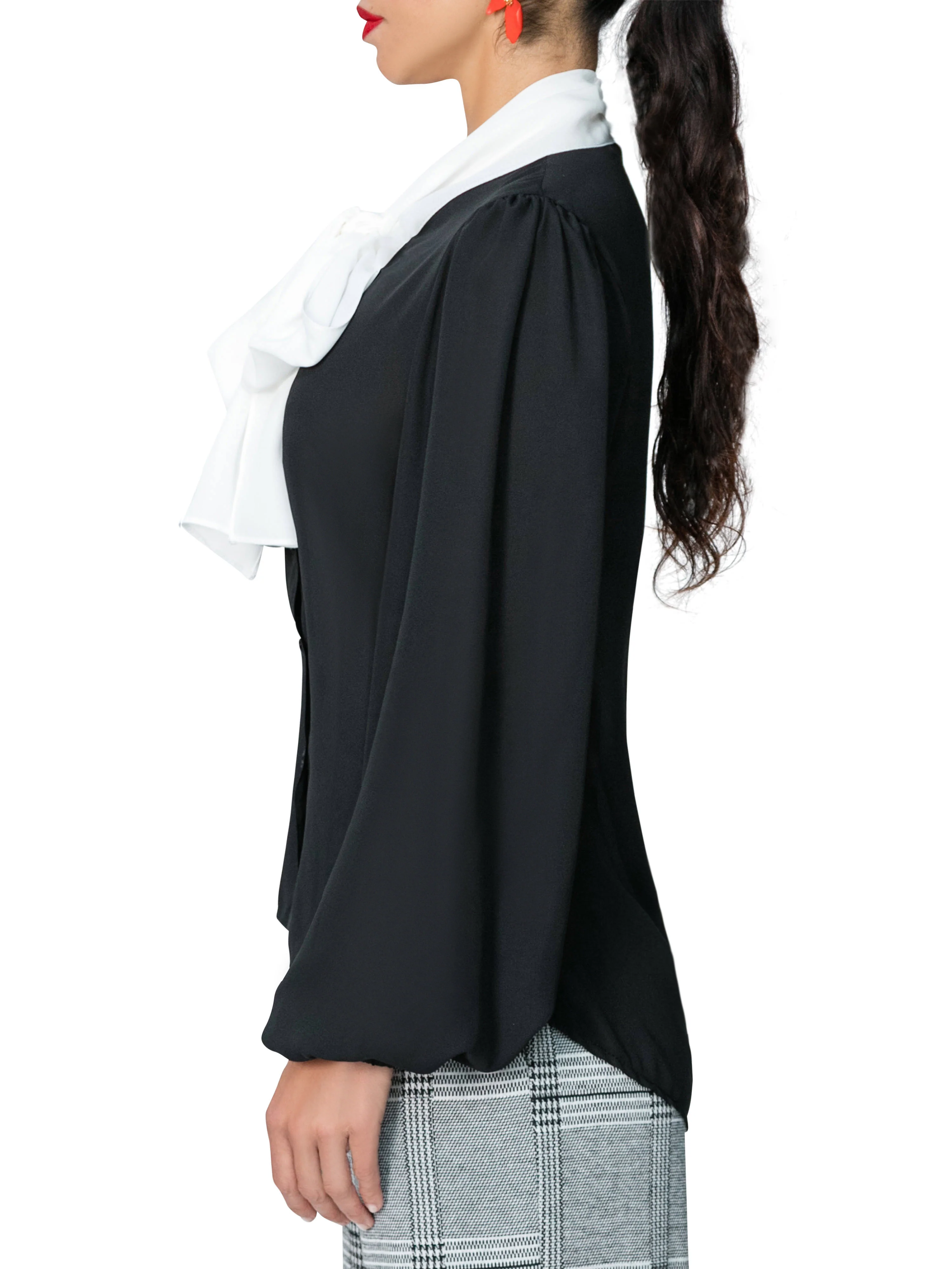 "Grace" Color Block Pussy Bow Top - Image 4