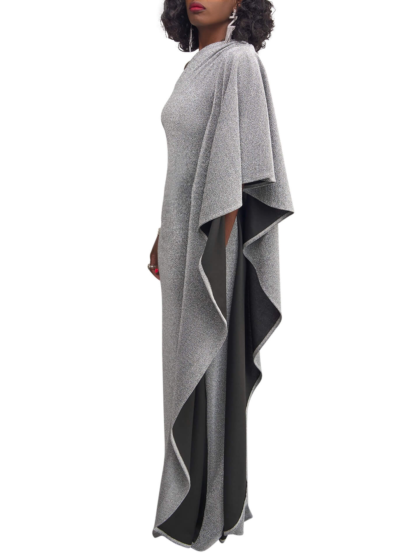 "Grand" Silver One Shouler Maxi Dress - Image 6