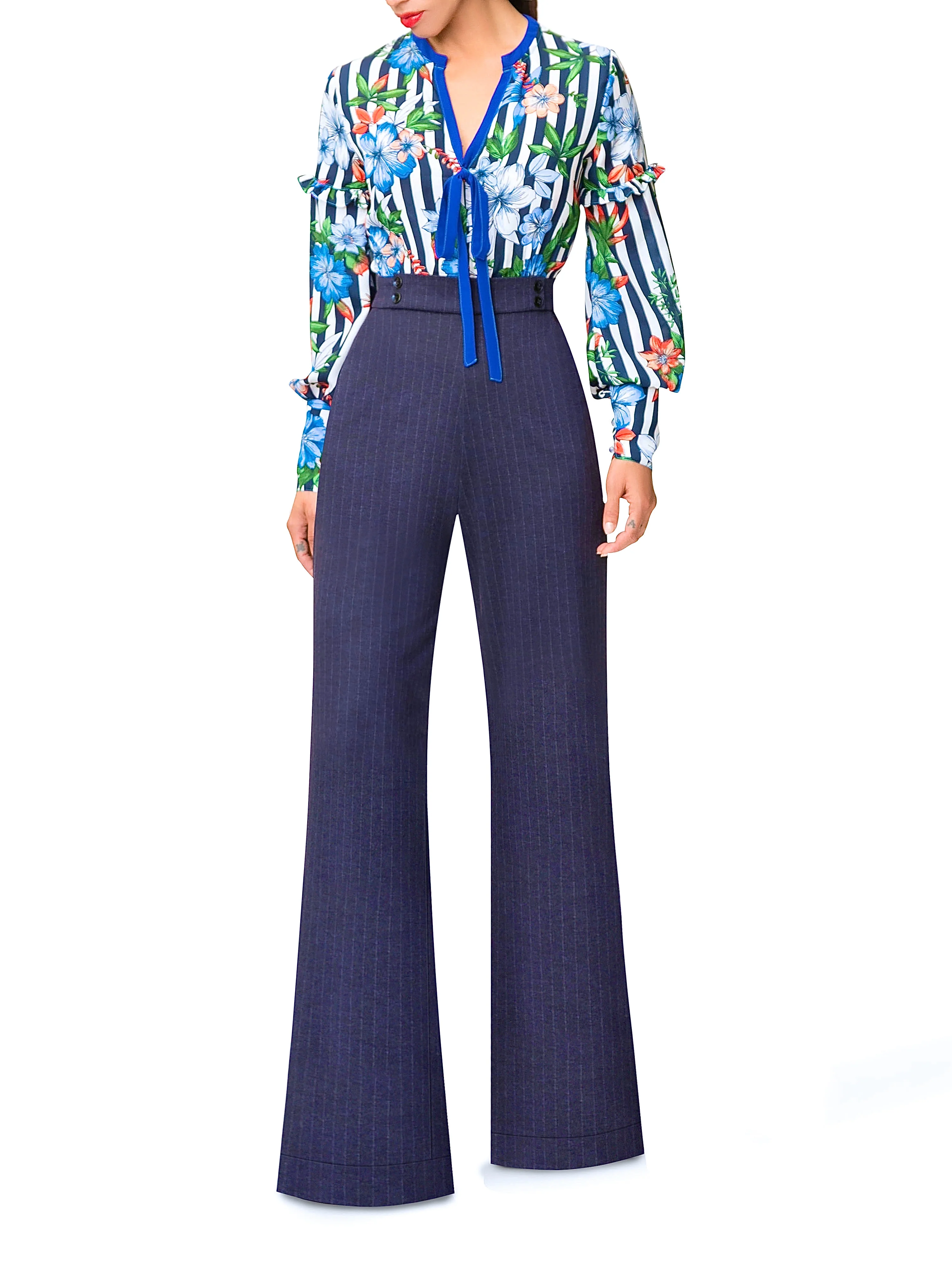 "Guadalupe" Floral Pinstripe Jumpsuit - Image 2