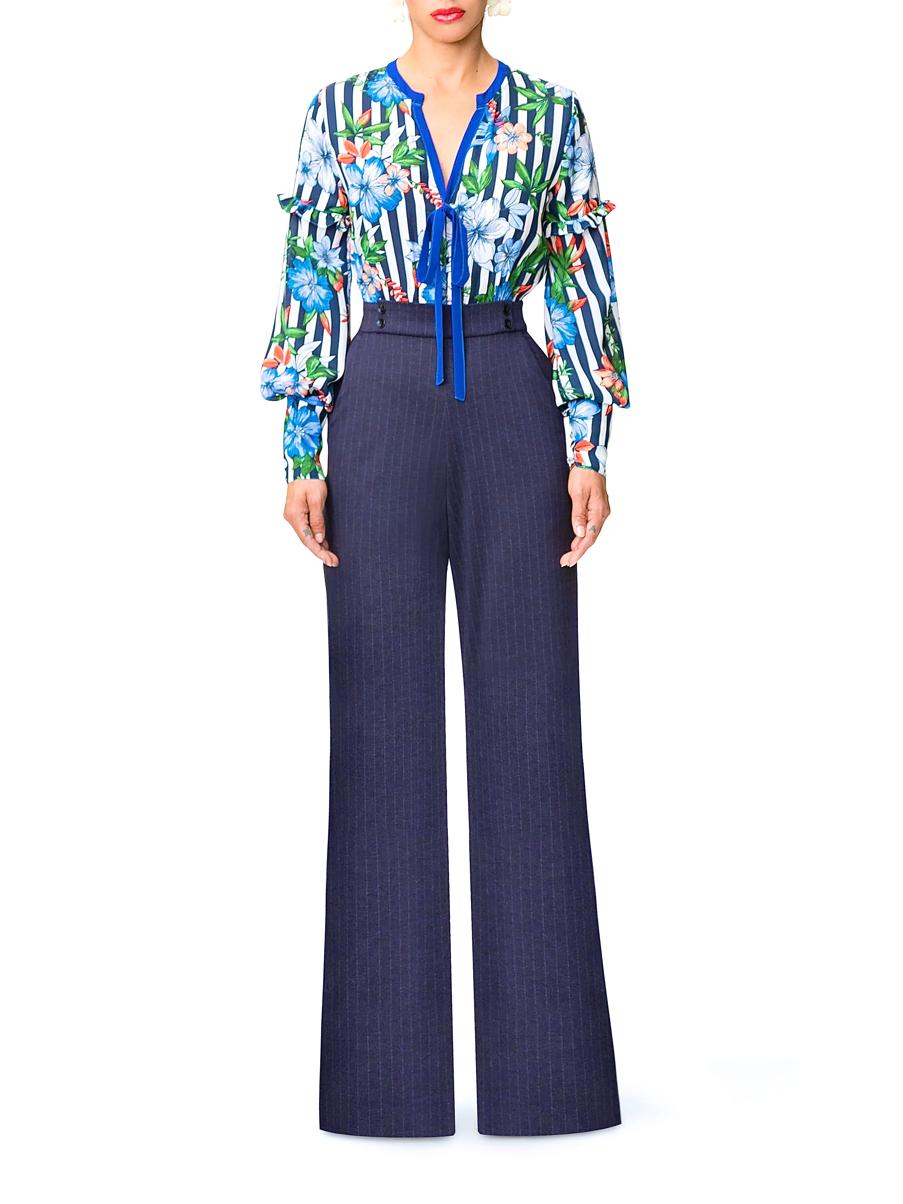 "Guadalupe" Floral Pinstripe Jumpsuit - Image 3