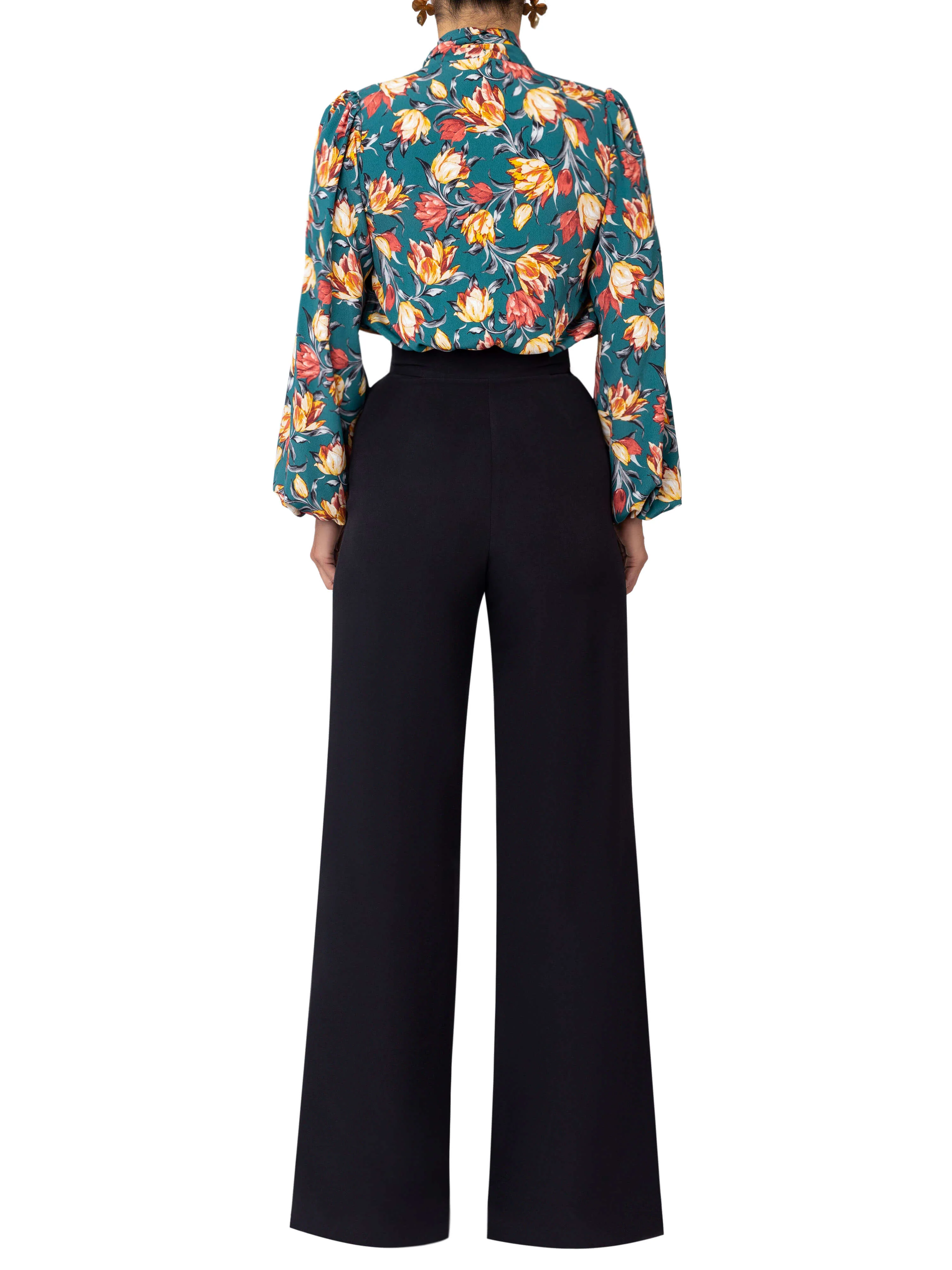 "Guava" Green Floral/ Black Colorblock Jumpsuit - Image 5